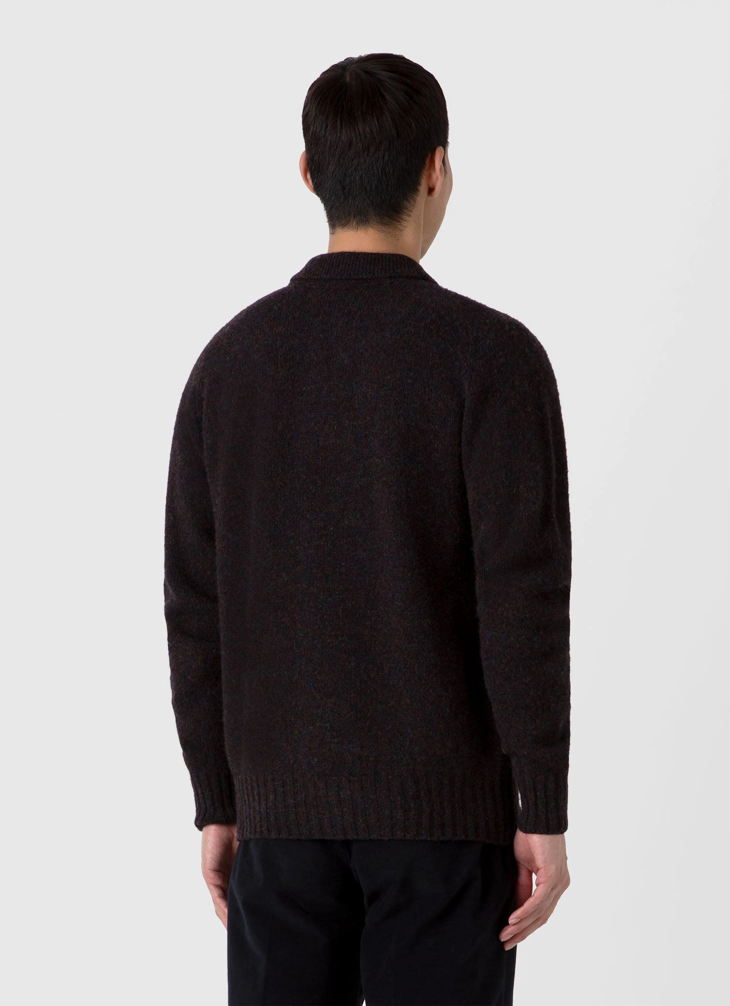 Travel Essential Lightweight Weave Men's Shetland Cardigan in Midnight Melange