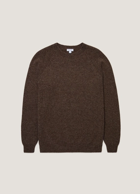 Calm Tones Home Layer Men's Shetland Crew Neck Jumper in Bark