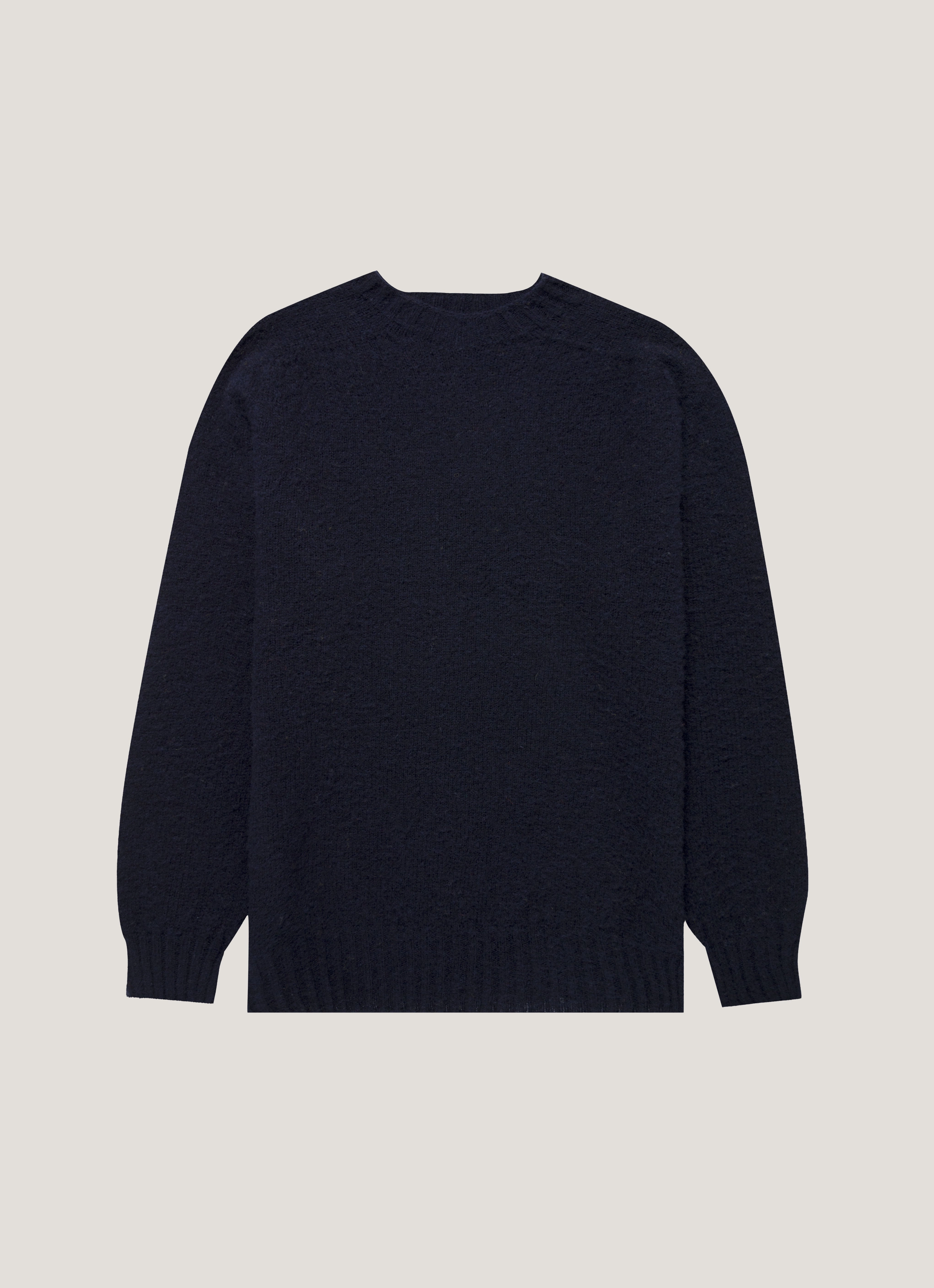 Easy Silhouette Thermal Retention Lining Men's Shetland Crew Neck Jumper in Navy