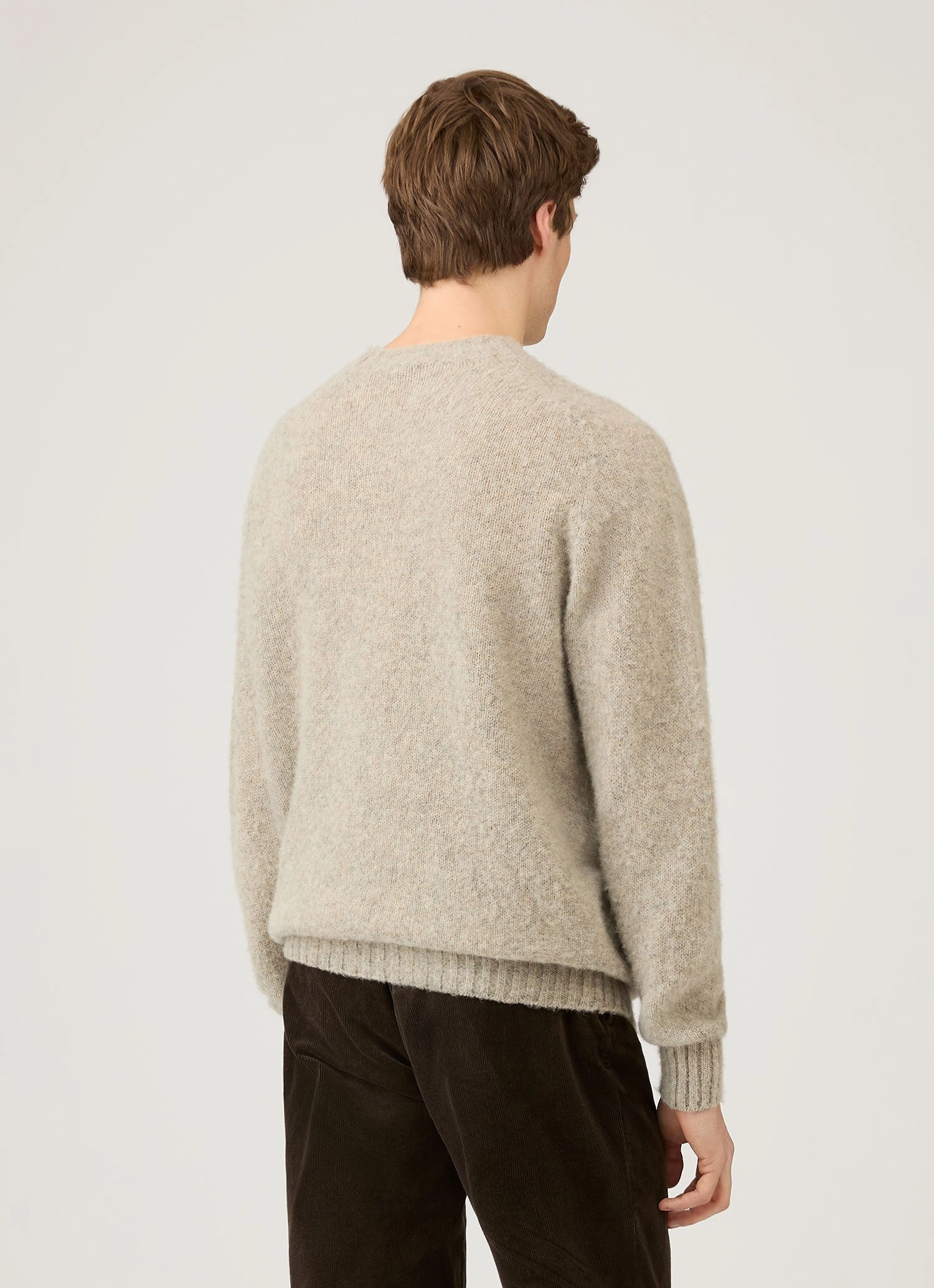 Men's Shetland Crew Neck Jumper in Oatmeal Melange Seasonal Casual Look
