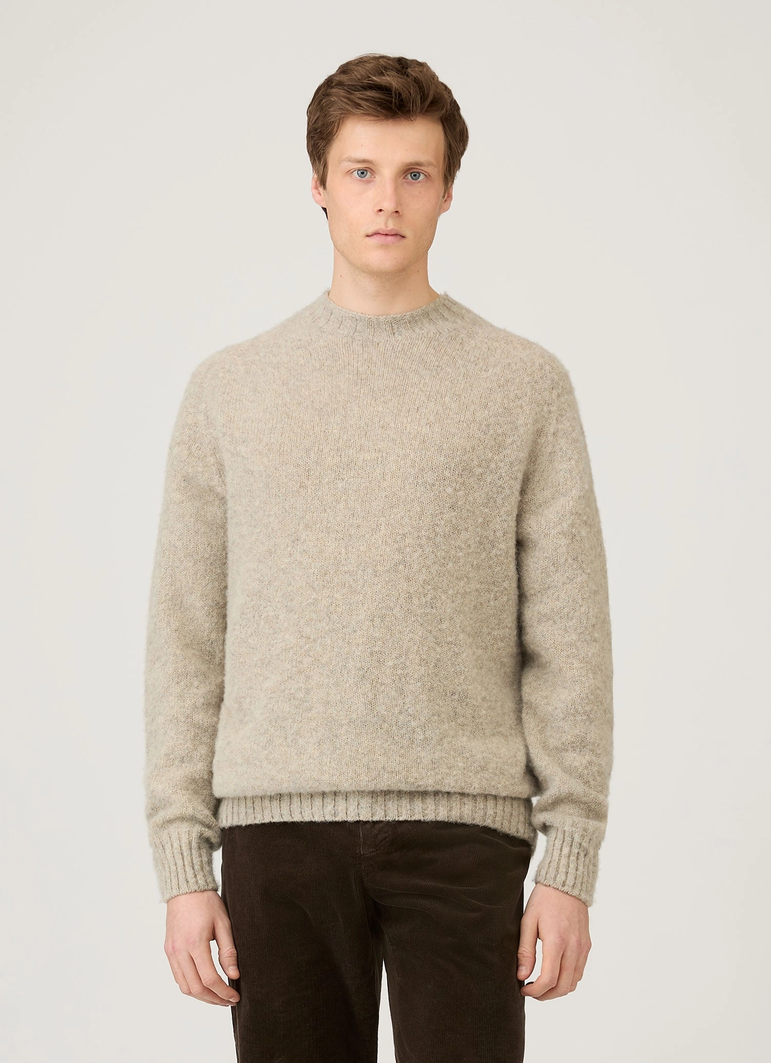 Work Comfort Cozy Comfort Men's Shetland Crew Neck Jumper in Oatmeal Melange