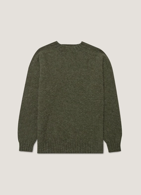 Men's Shetland Crew Neck Jumper in Sea Moss Soft Finish Men's Shetland Crew Neck Jumper in Sea Moss FastDrying Textured Weave
