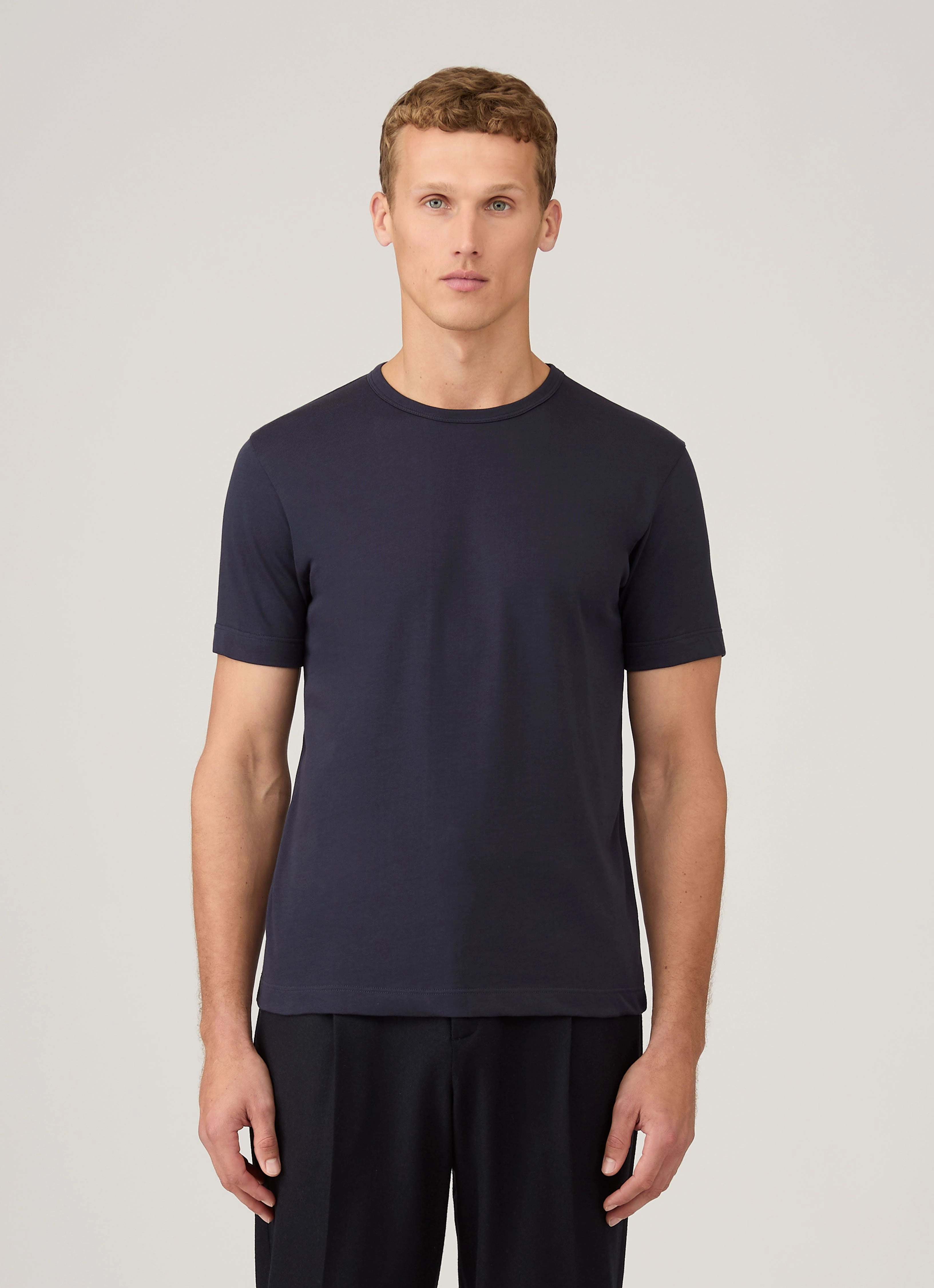DoubleStitchedHem Men's Single Jersey T-shirt in Navy
