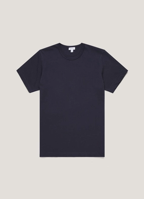 Men's Single Jersey T-shirt in Navy Minimal Design Cool Comfort Everyday Layering Men's Single Jersey T-shirt in Navy
