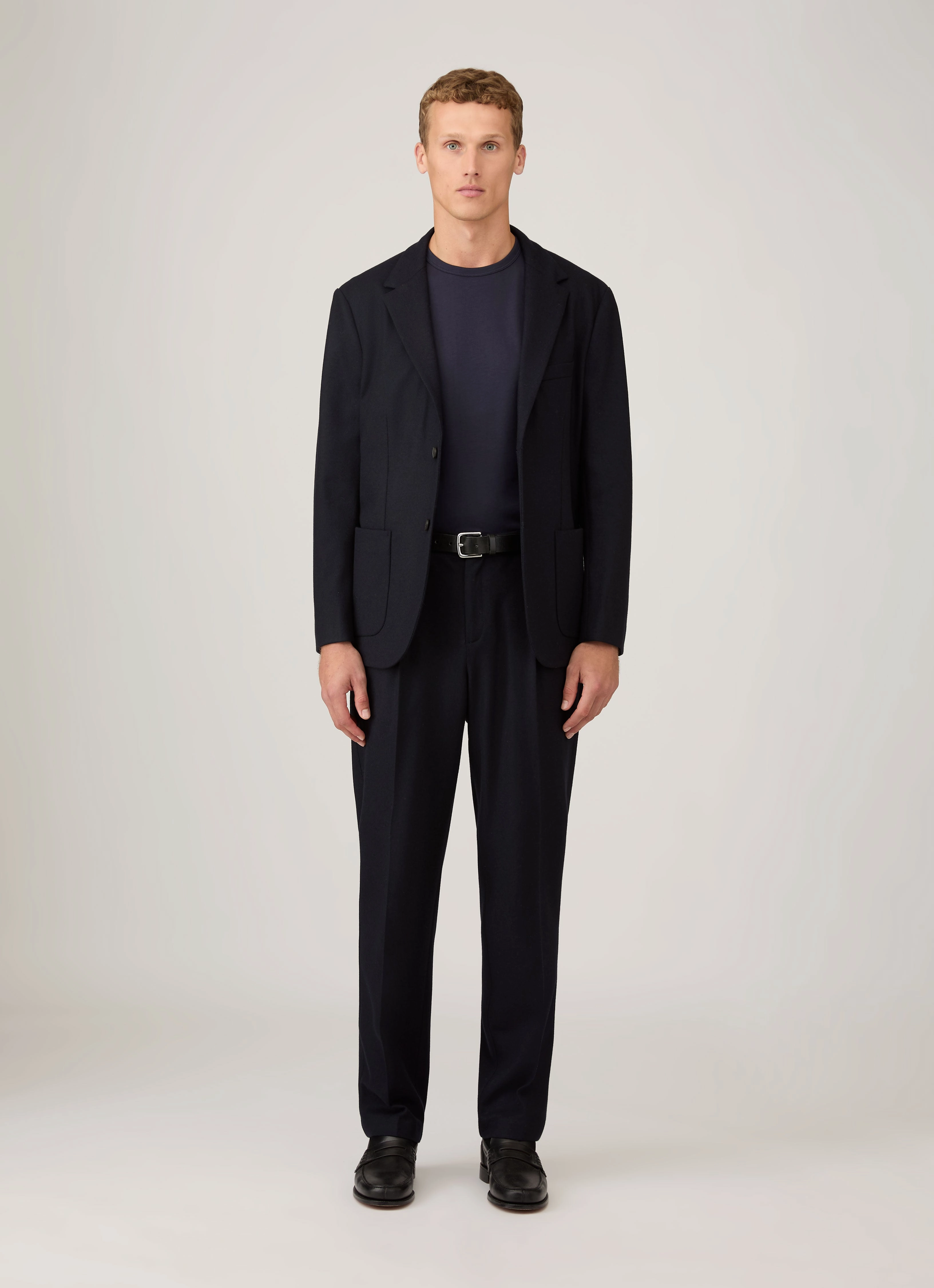 Breathable Cotton Fabric Men's Single Jersey T-shirt in Navy