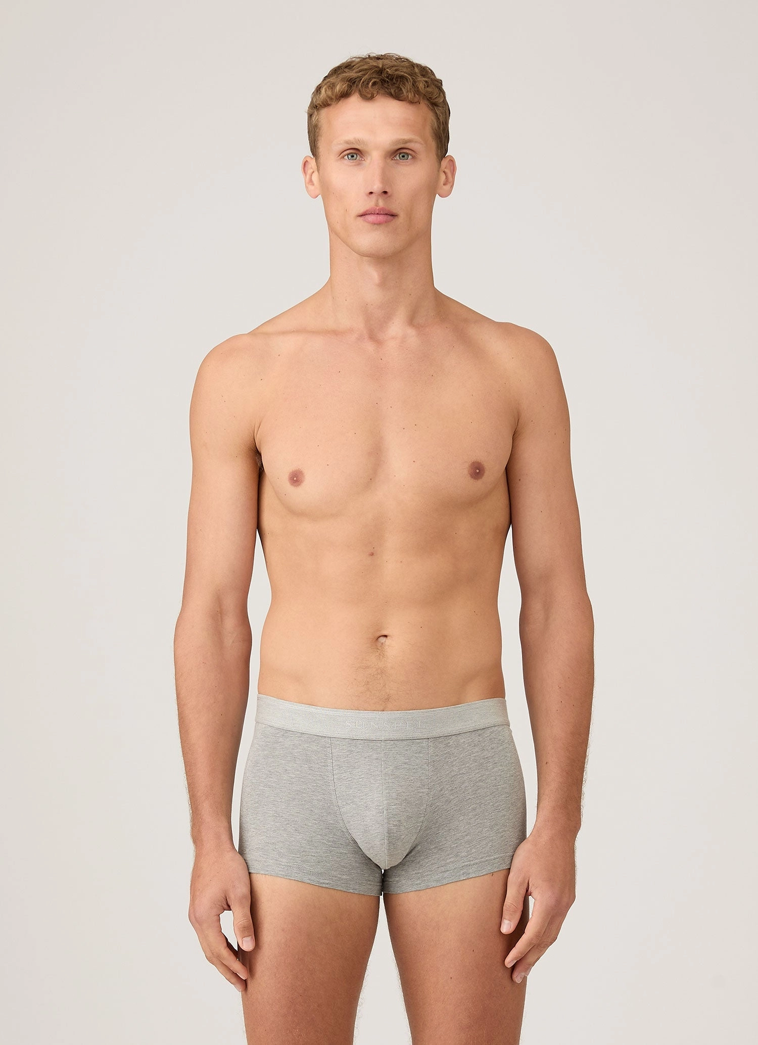 Men's Stretch Cotton Trunks 3-Pack in Grey Melange Odor-resistant Comfy and Soft