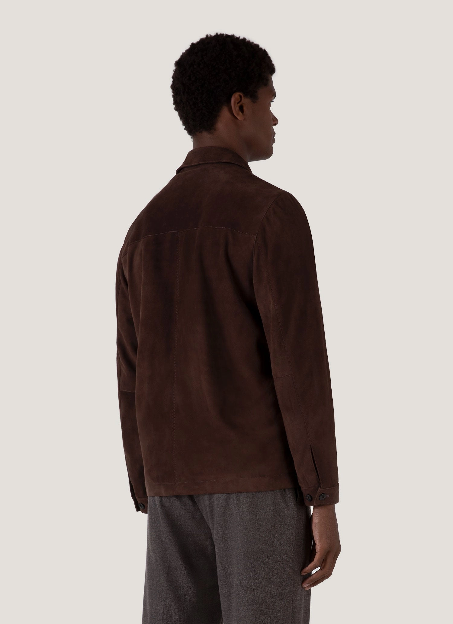 Men's Suede Harrington Jacket in Cocoa Quilted Inner Layer