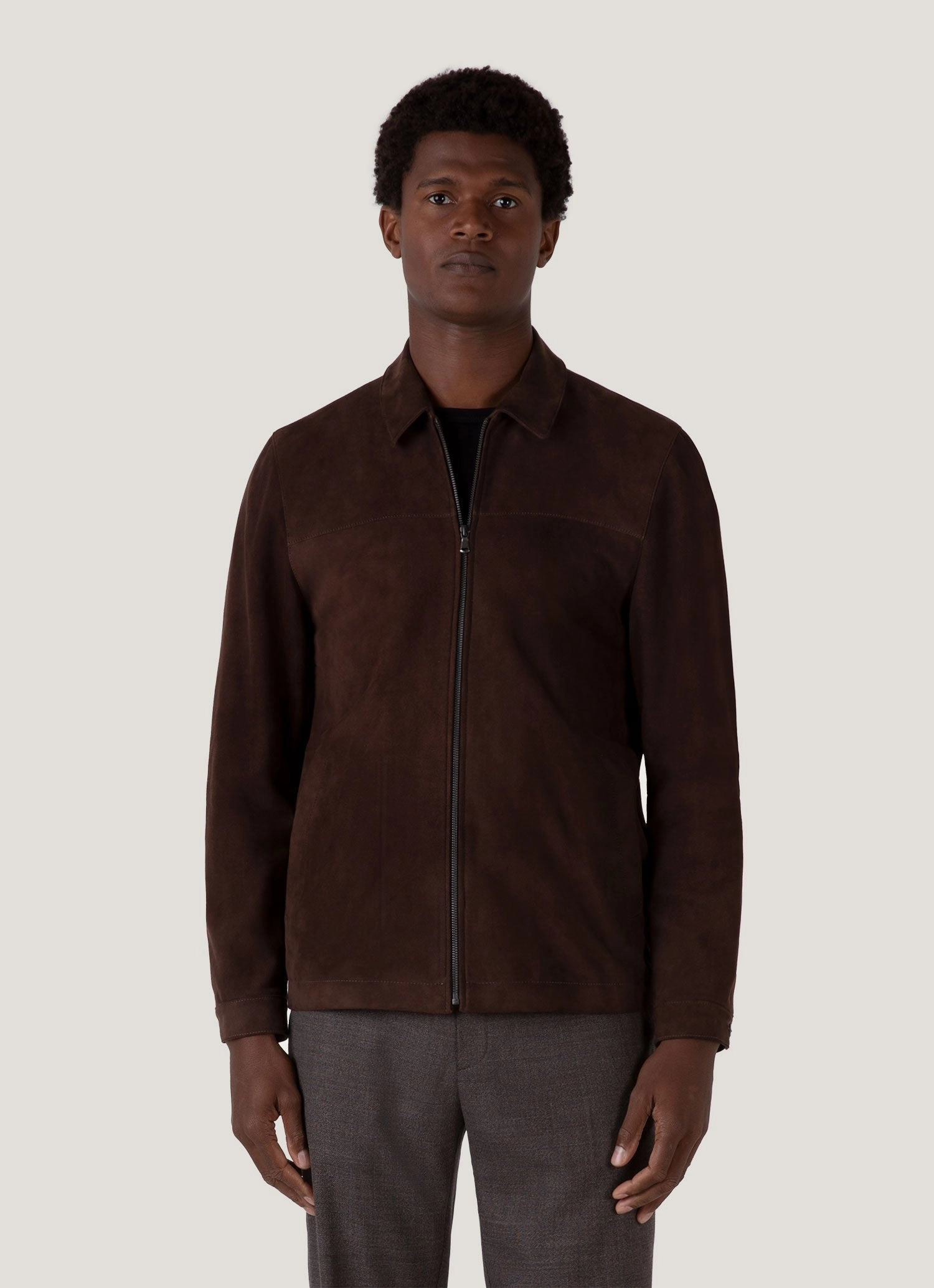 Men's Suede Harrington Jacket in Cocoa Promise
