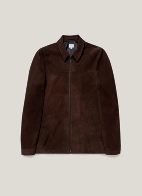 Men's Suede Harrington Jacket in Cocoa ShockAbsorbent Padding Men's Suede Harrington Jacket in Cocoa Hardware