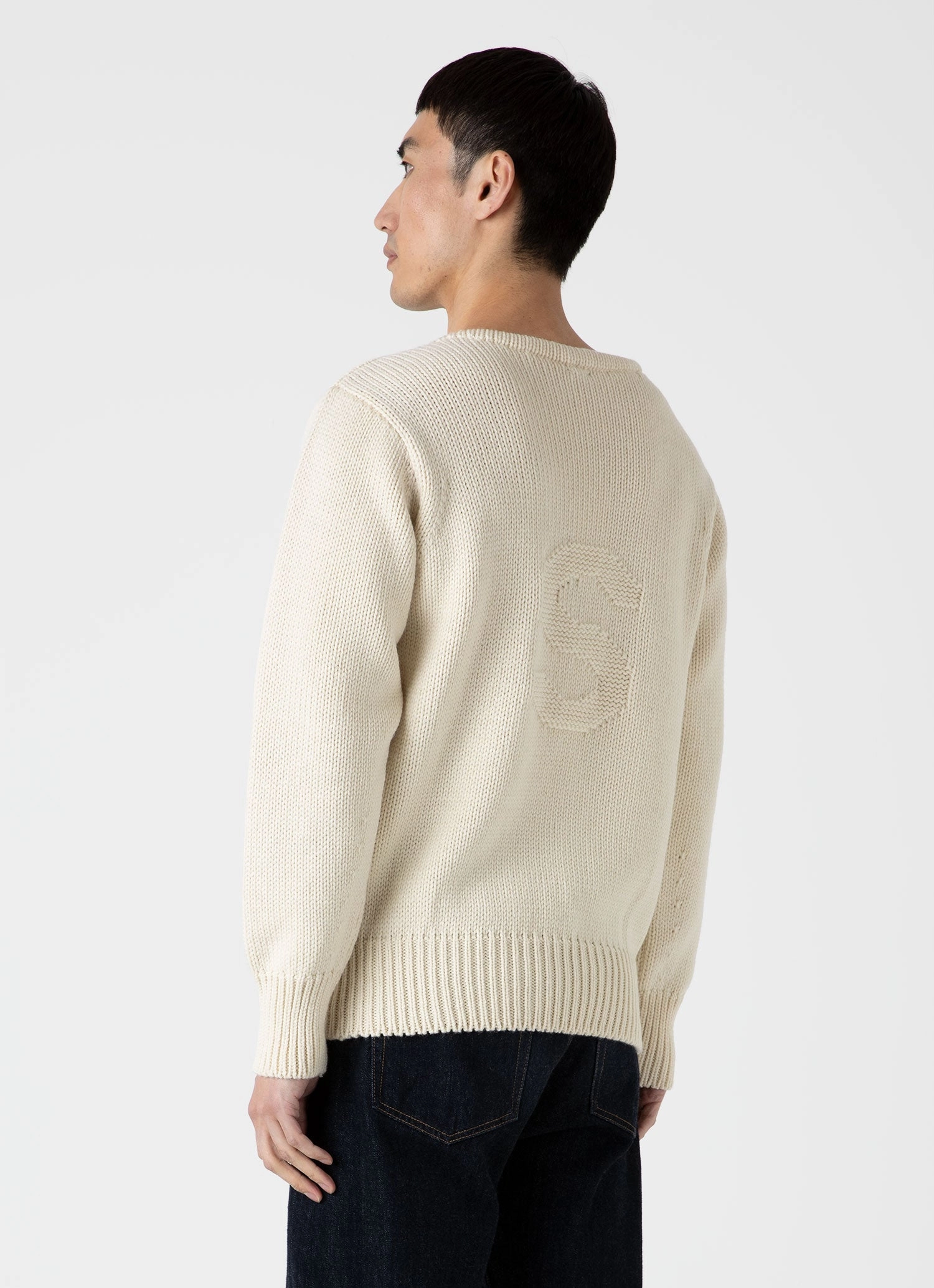 Men's Sunspel x Nigel Cabourn Wide Neck Crew in Ecru Fresh Style Simple Piece