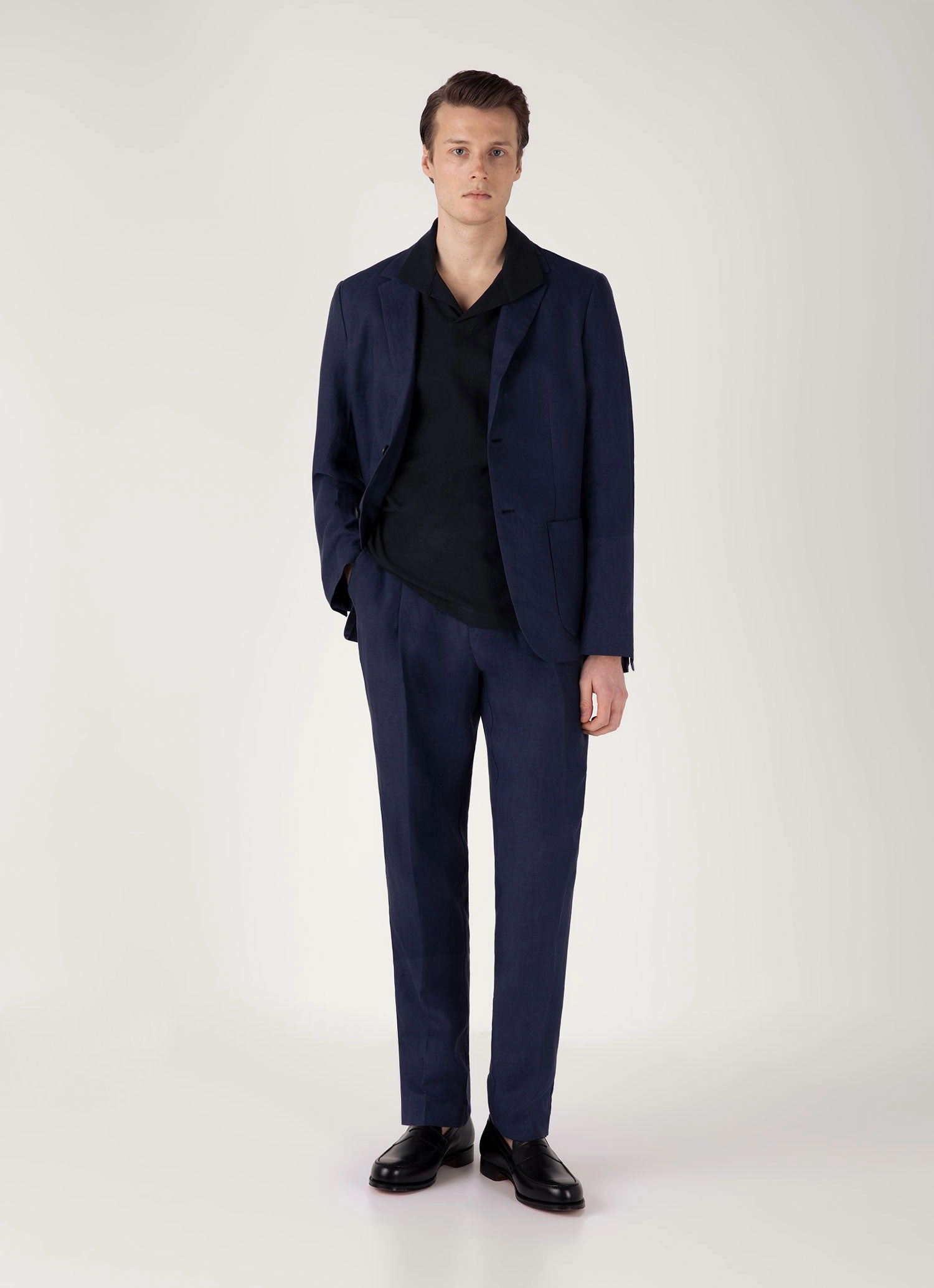 Men's Textured Jersey Polo Shirt in Midnight Navy Versatile Fashion