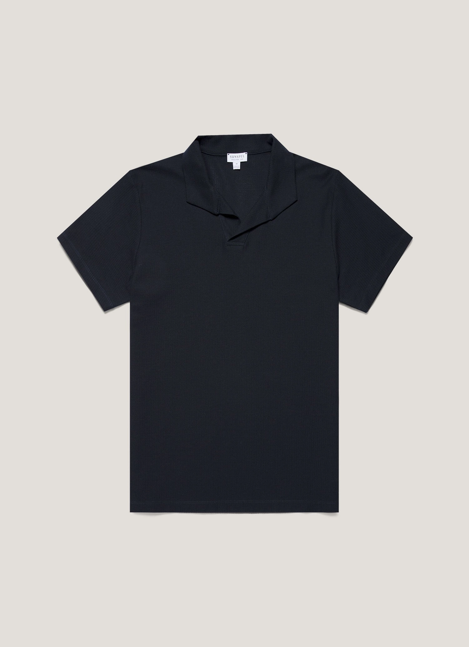 Snap Button Closure Smart Office Men's Textured Jersey Polo Shirt in Midnight Navy