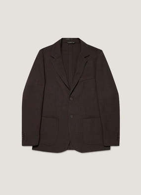 Men's Textured Wool Blazer in Truffle Casual Wear Ergonomic Tailoring Situation Men's Textured Wool Blazer in Truffle