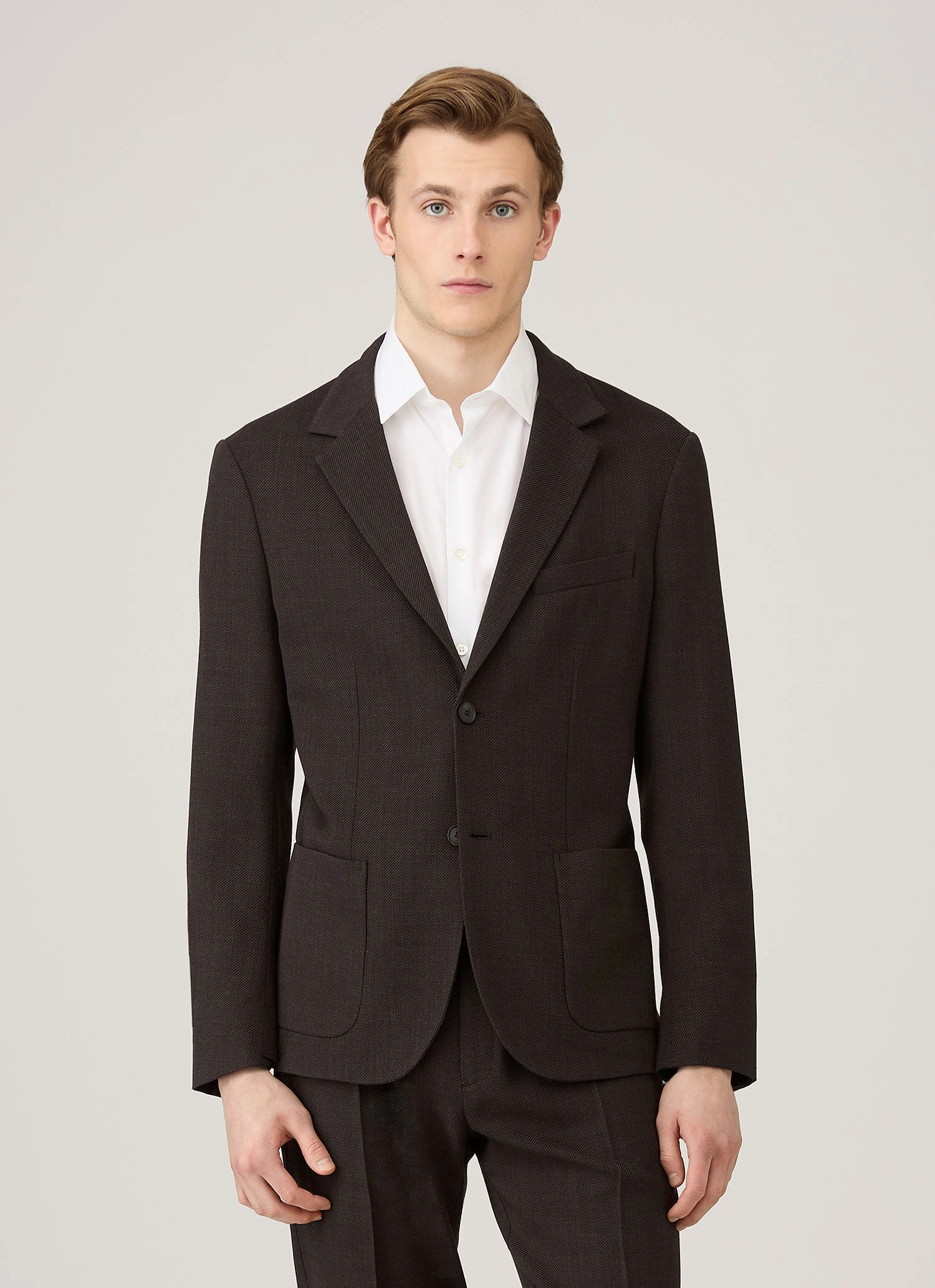 Men's Textured Wool Blazer in Truffle High Visibility Accents