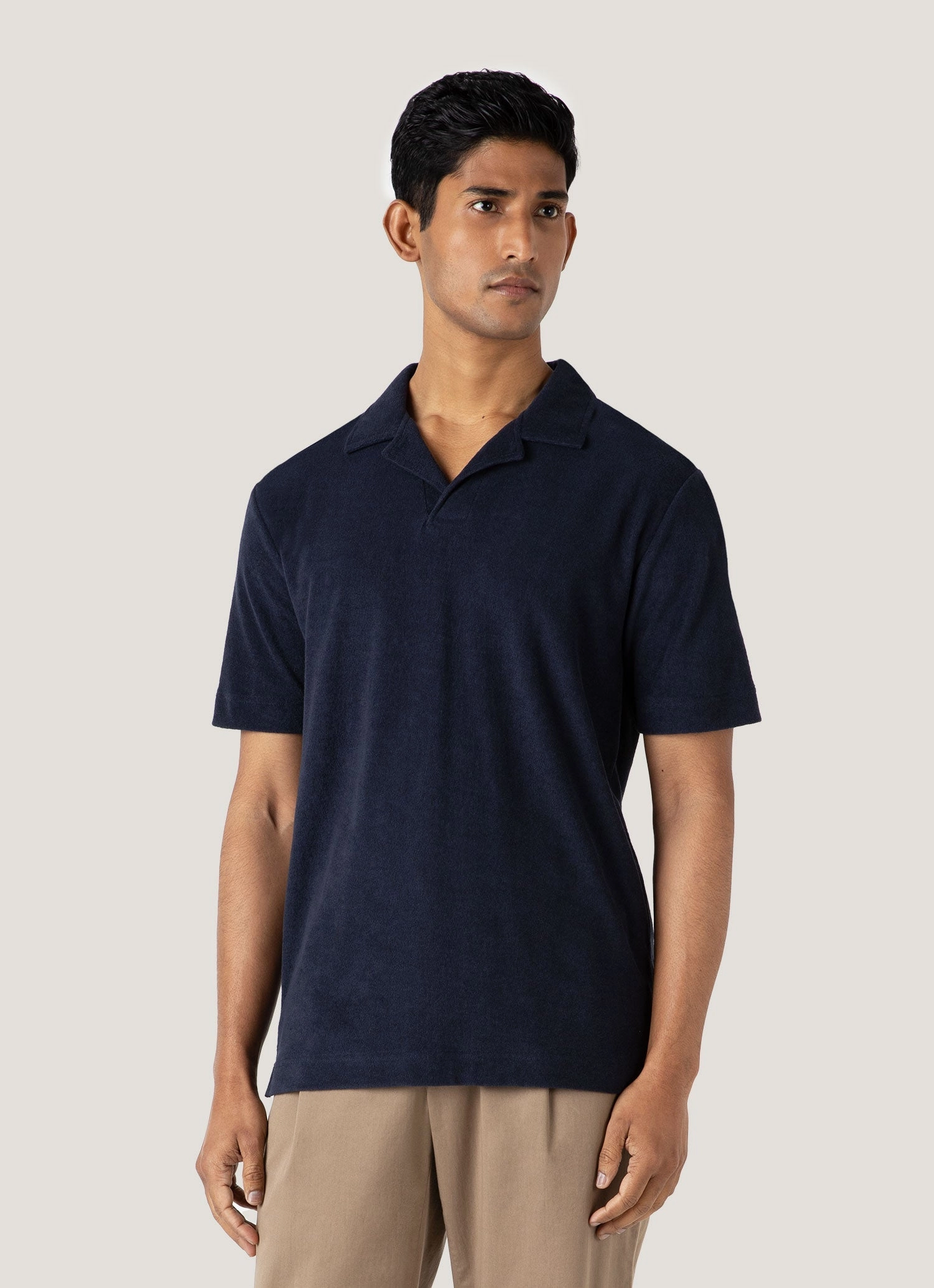 Men's Towelling Polo Shirt in Navy QuickDry Material Quick-Dry Tech