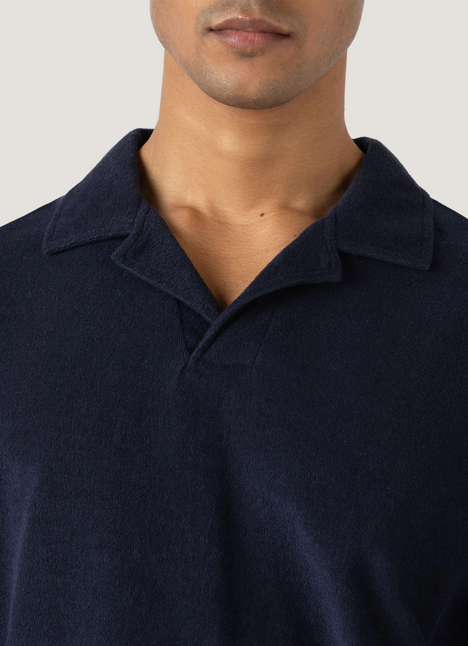 LowMaintenance Fabric Men's Towelling Polo Shirt in Navy
