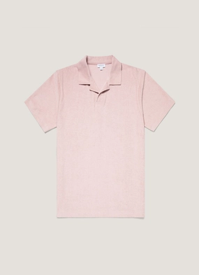 Men's Towelling Polo Shirt in Pale Pink Fashionable Wear Men's Towelling Polo Shirt in Pale Pink All-day Comfort Breathable Underarm Vents