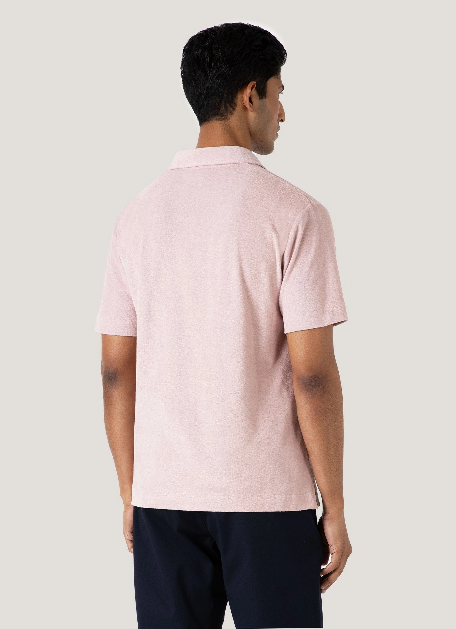 Sporty Vibe Men's Towelling Polo Shirt in Pale Pink