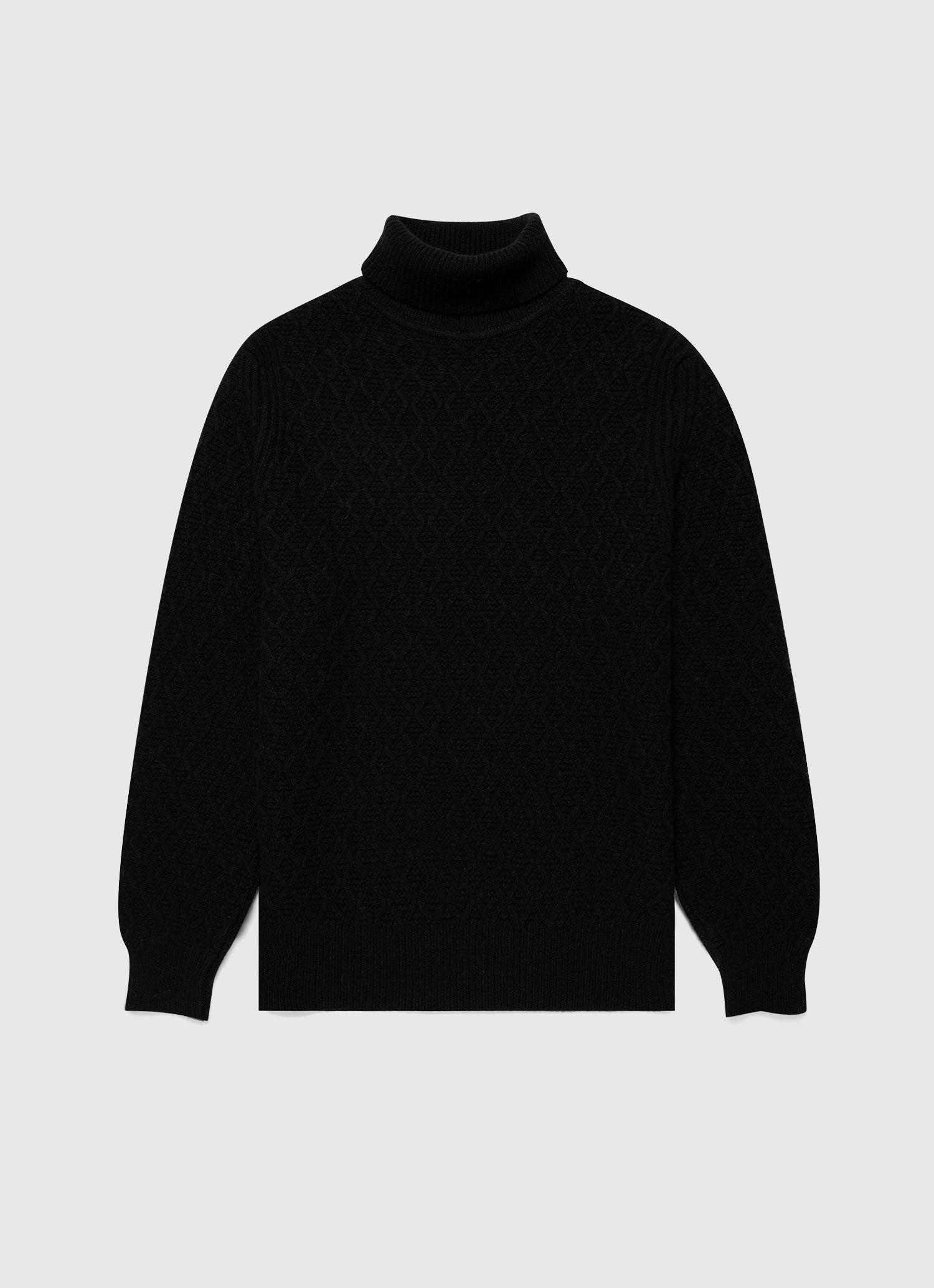 Men's WM Brown Aran Roll Neck in Dark Navy Mouline FourWay Stretch Layered Collar Option