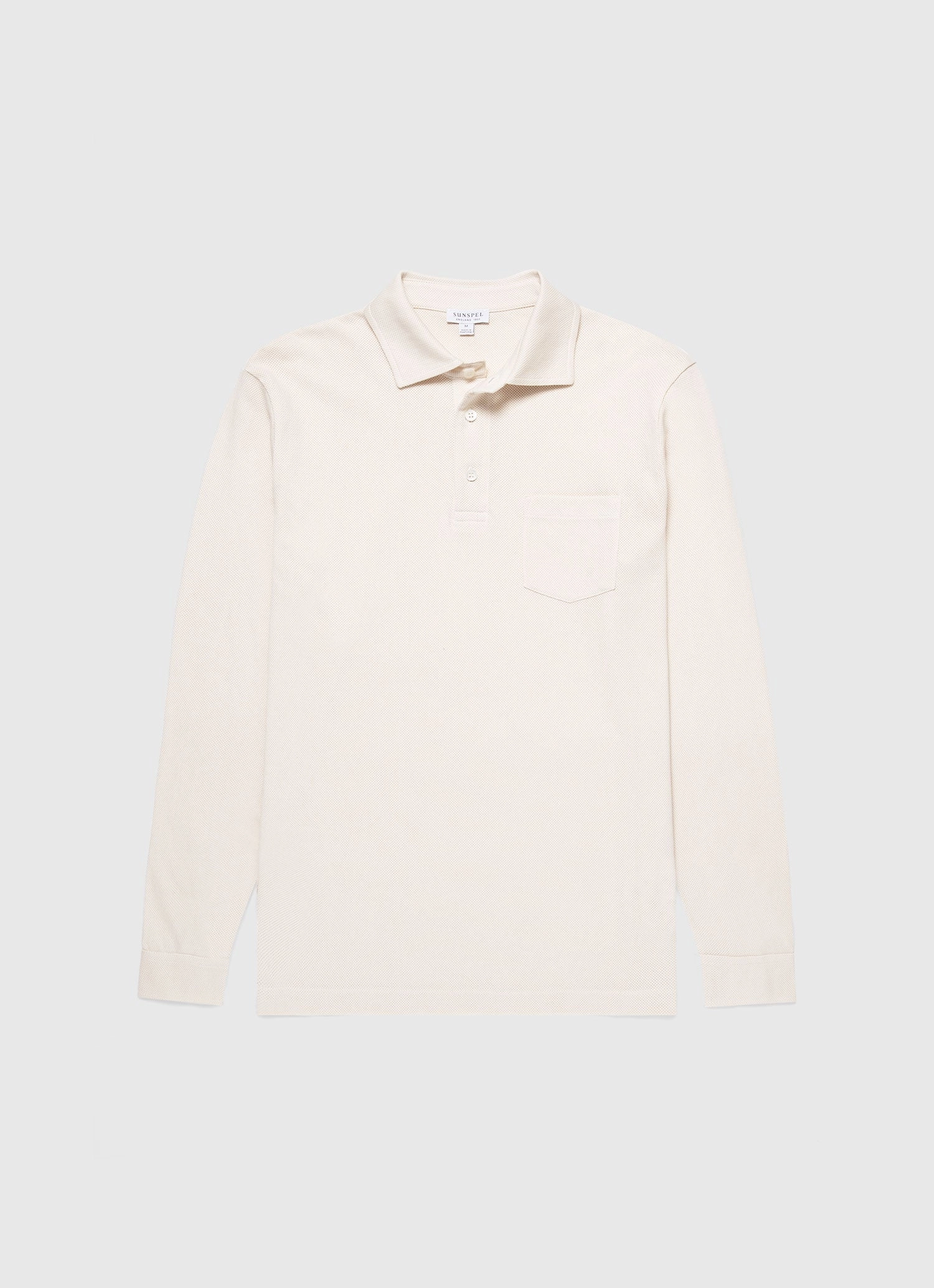 Men's WM Brown Long Sleeve Polo Shirt in Undyed Effortless Fit