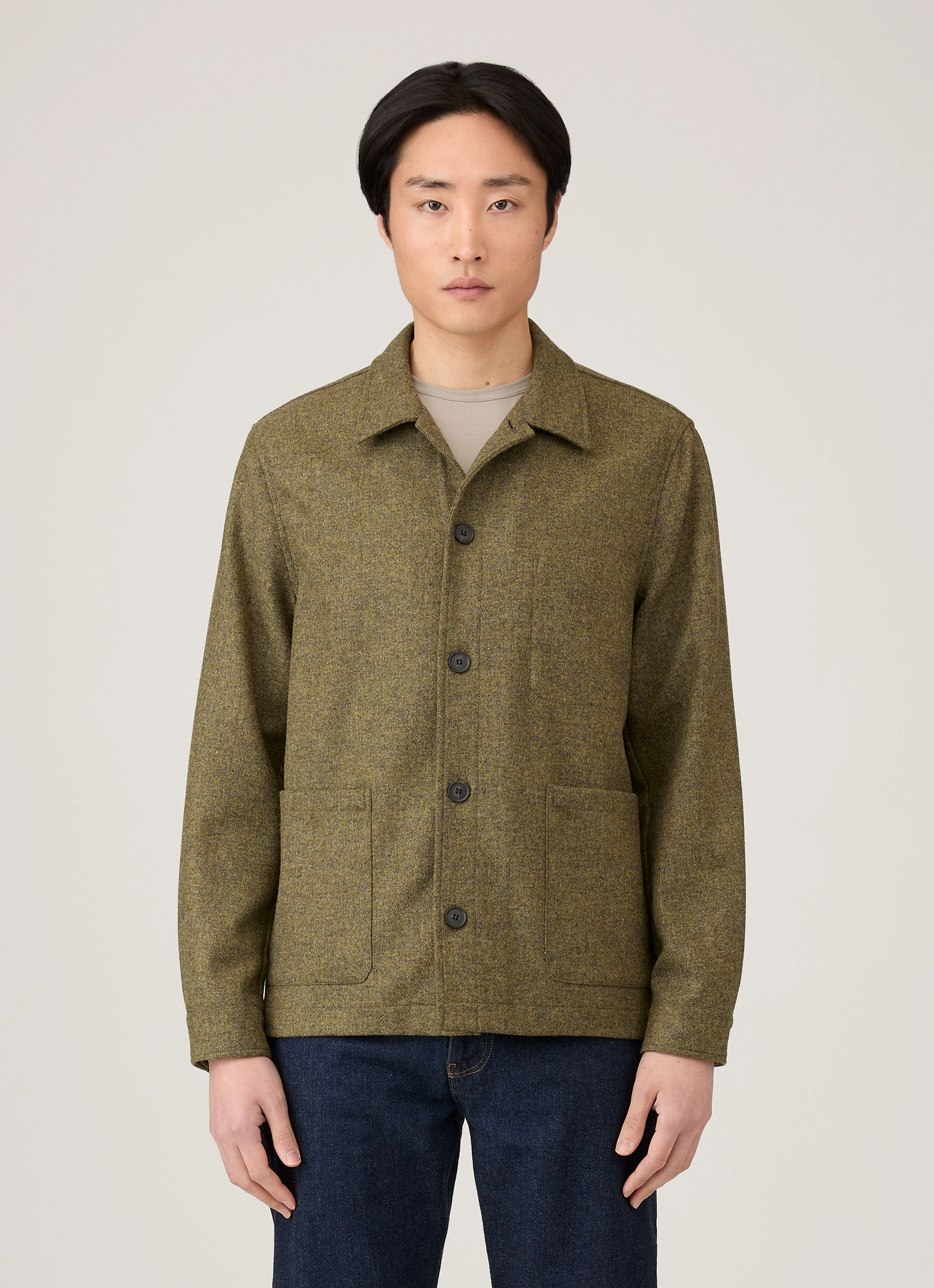 Utility Men's Wool Twin Pocket Jacket in Sea Moss