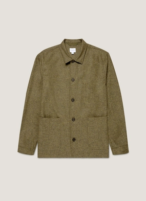 Men's Wool Twin Pocket Jacket in Sea Moss Crayon suitable for school uniforms Secure Chest Pocket Men's Wool Twin Pocket Jacket in Sea Moss