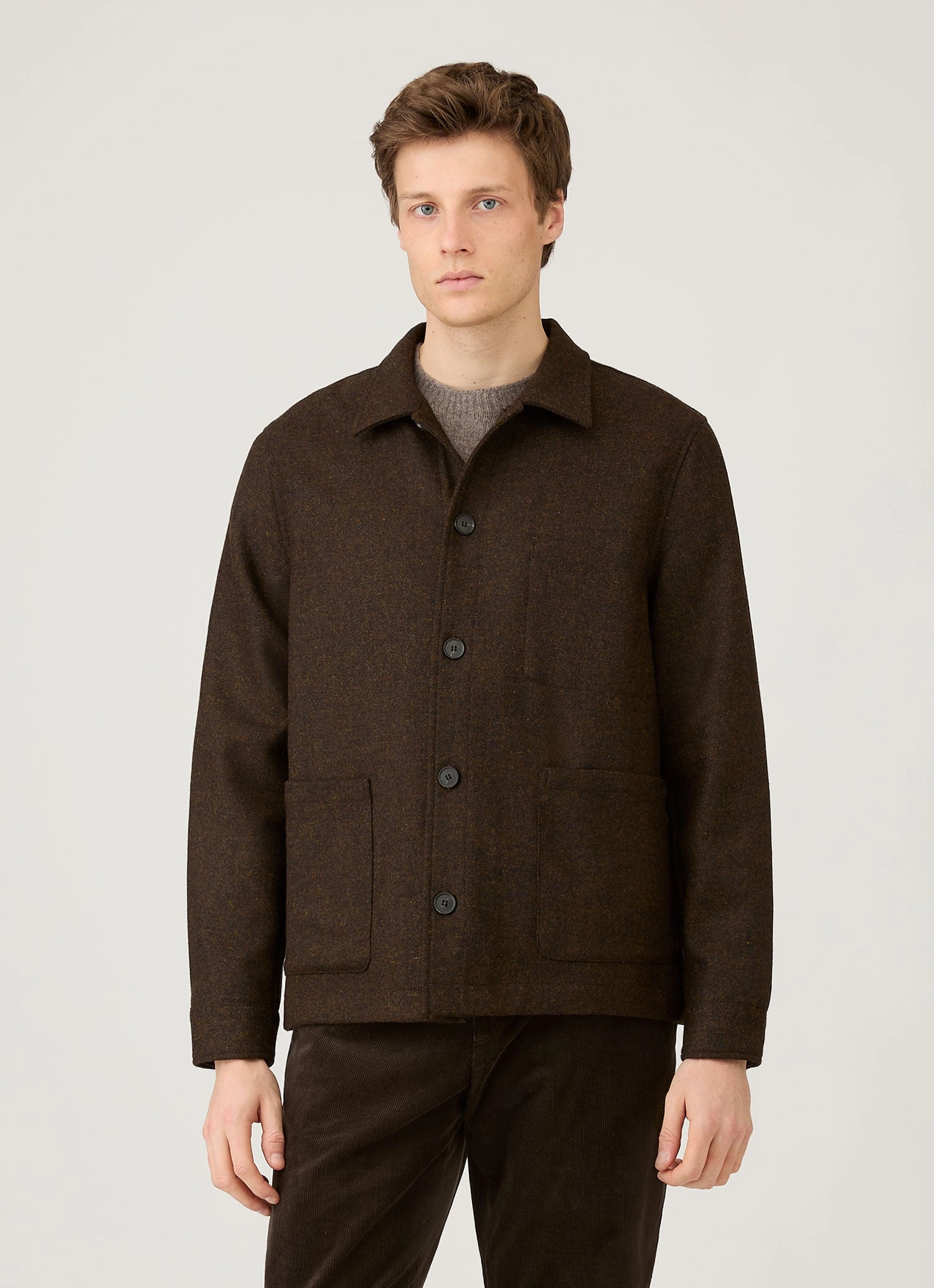 Cold Protection Honor Men's Wool Twin Pocket Jacket in Truffle