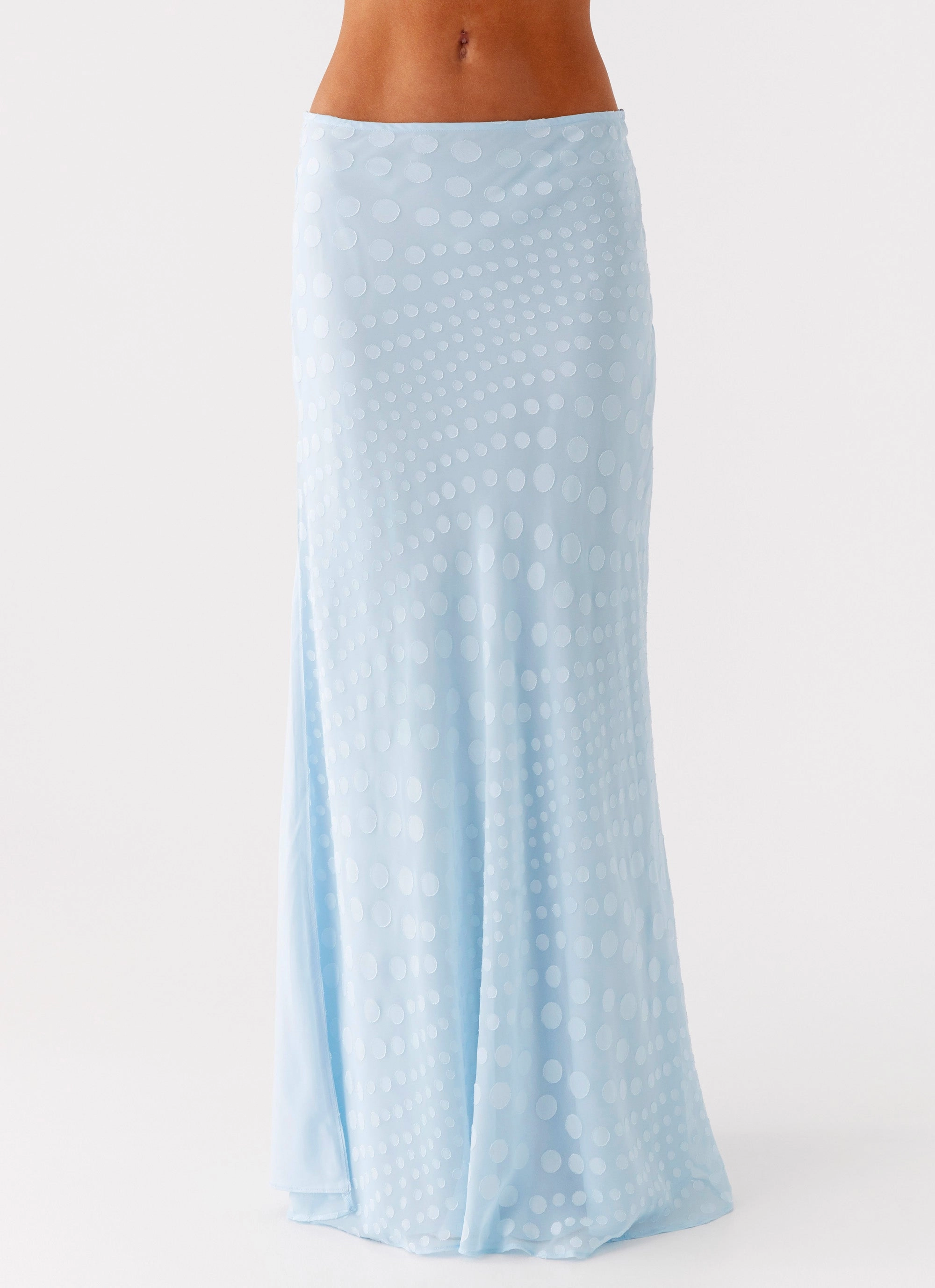 Mena Chiffon Spot Maxi Skirt - Blue Light Comfort