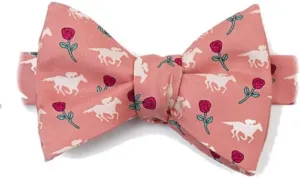 Men's Alynn 100% Silk Coral Victory Rose Horse Race Racing Derby Bow Tie