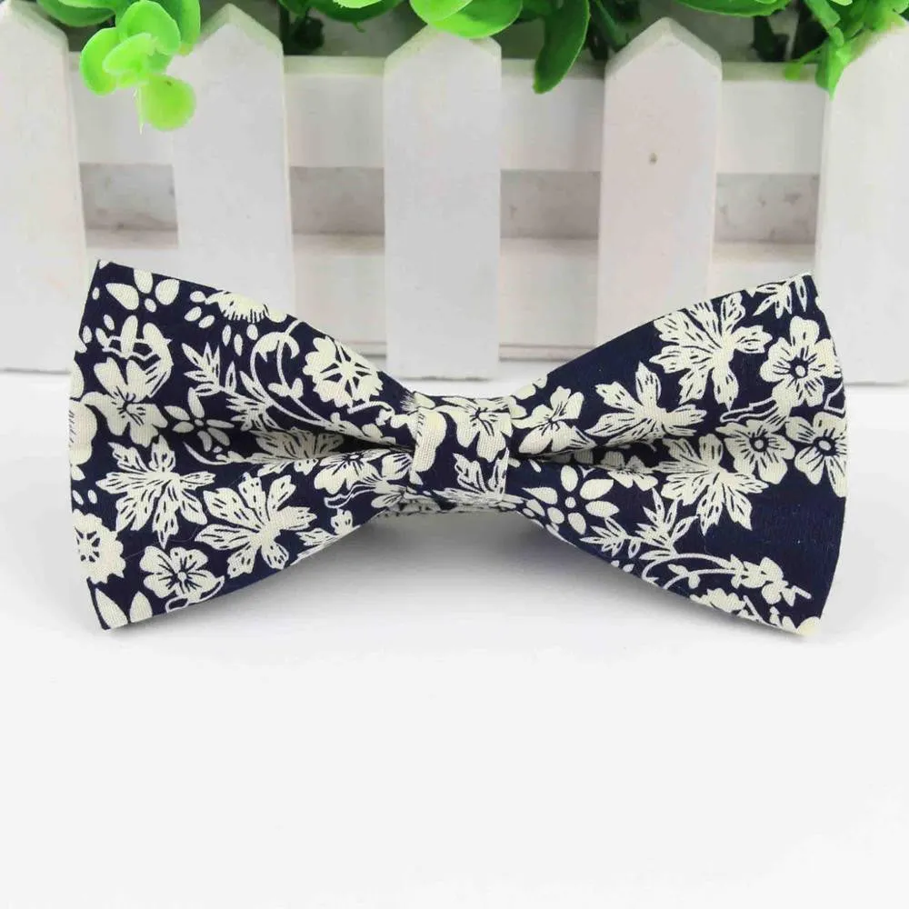 Mens Bow Tie Flexible Bowtie Smooth Necktie Soft Cotton Butterfly Decorative Pattern Paisley Flower Ties