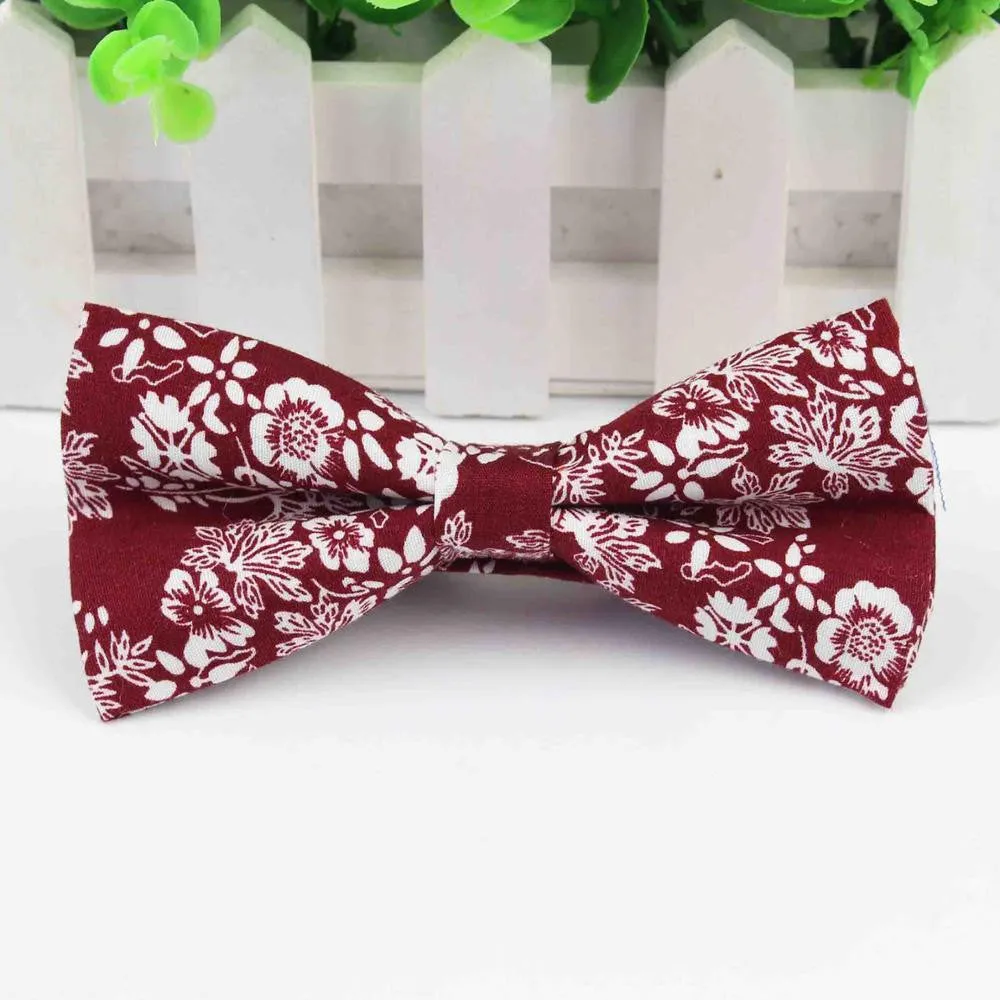 Mens Bow Tie Flexible Bowtie Smooth Necktie Soft Cotton Butterfly Decorative Pattern Paisley Flower Ties