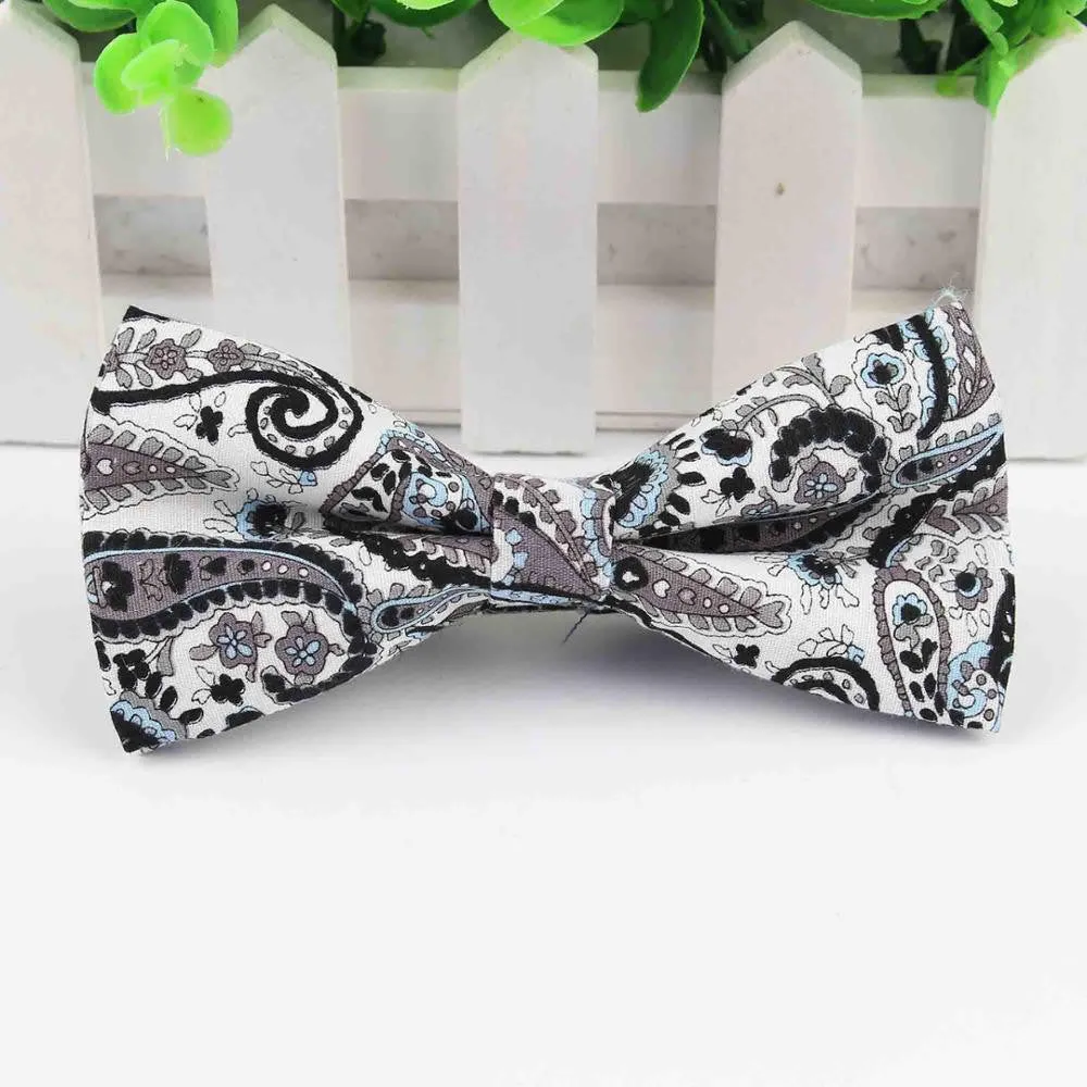 Mens Bow Tie Flexible Bowtie Smooth Necktie Soft Cotton Butterfly Decorative Pattern Paisley Flower Ties