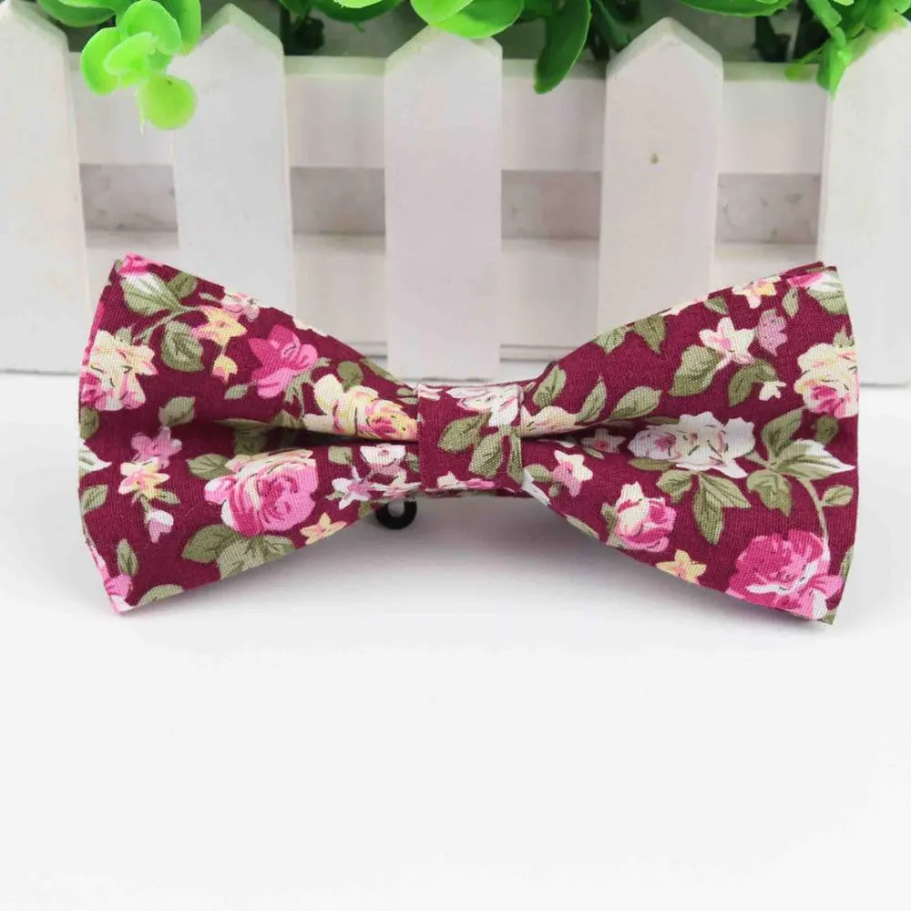Mens Bow Tie Flexible Bowtie Smooth Necktie Soft Cotton Butterfly Decorative Pattern Paisley Flower Ties