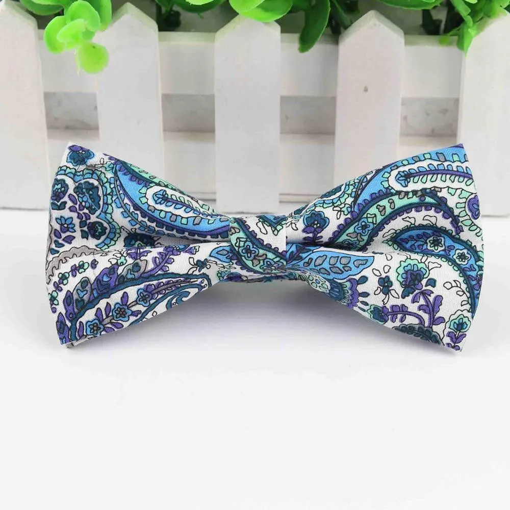 Mens Bow Tie Flexible Bowtie Smooth Necktie Soft Cotton Butterfly Decorative Pattern Paisley Flower Ties
