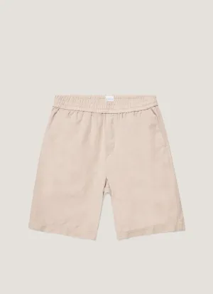 Men's Cotton Linen Drawstring Shorts in Light Sand Relaxed Fit Design formal alternative Men's Cotton Linen Drawstring Shorts in Light Sand