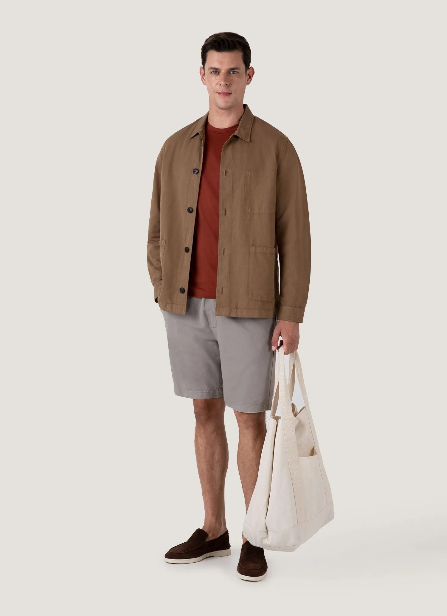 Men's Cotton Linen Drawstring Shorts in Pewter Comfortable Stretch