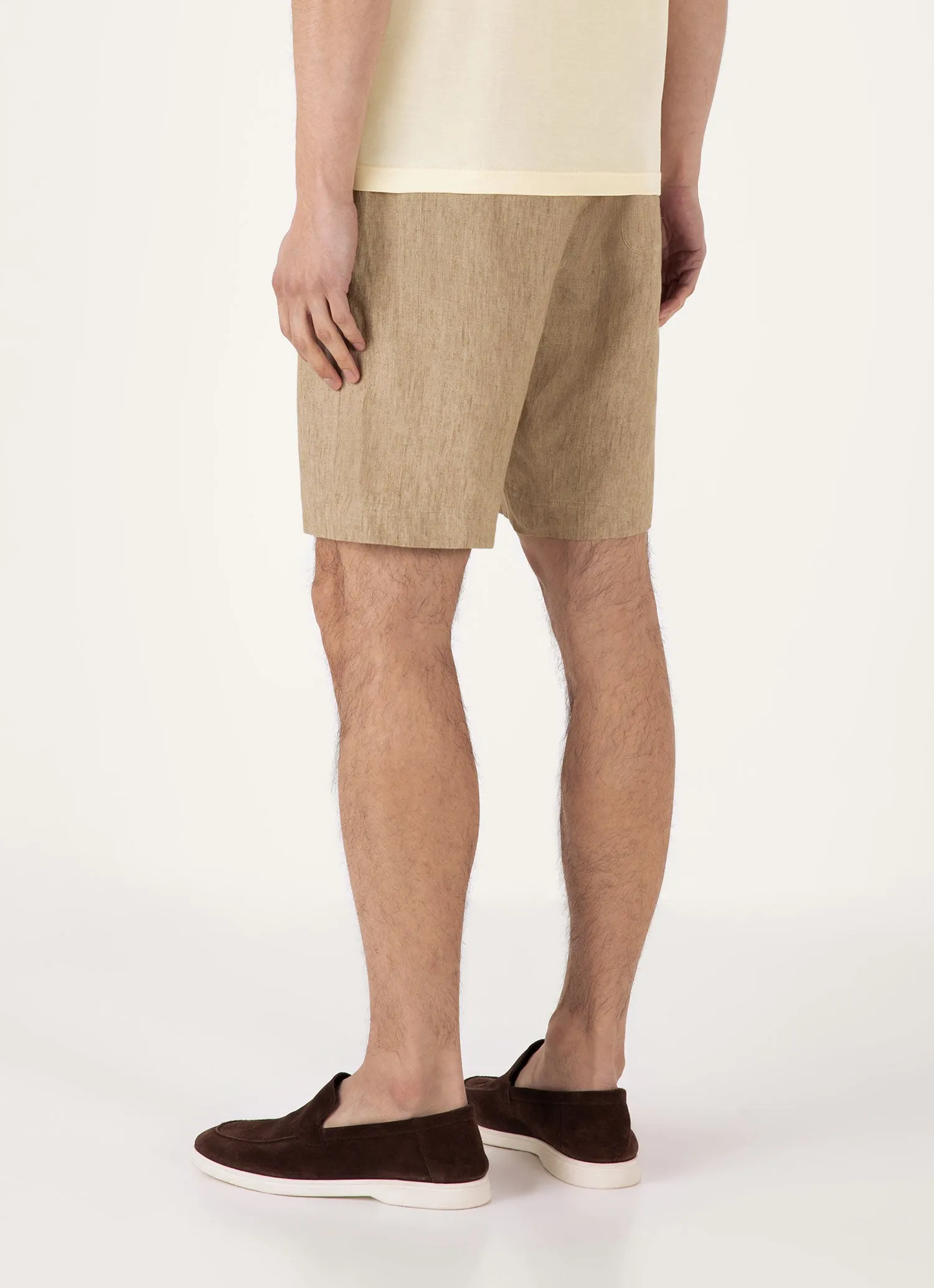 men's option Men's Linen Drawstring Short in Dune Melange