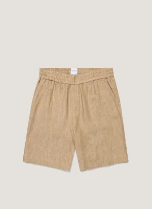 Men's Linen Drawstring Short in Dune Melange SweatWicking Waistband Men's Linen Drawstring Short in Dune Melange Outdoor Adventure
