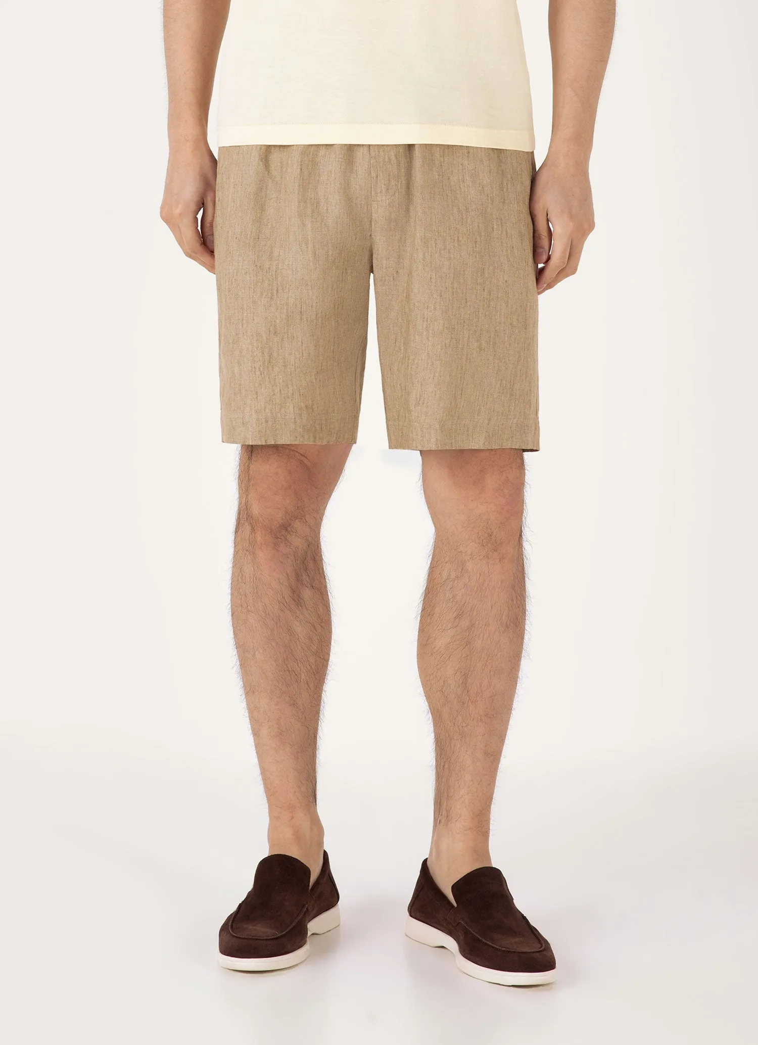 SeamlessConstruction Men's Linen Drawstring Short in Dune Melange