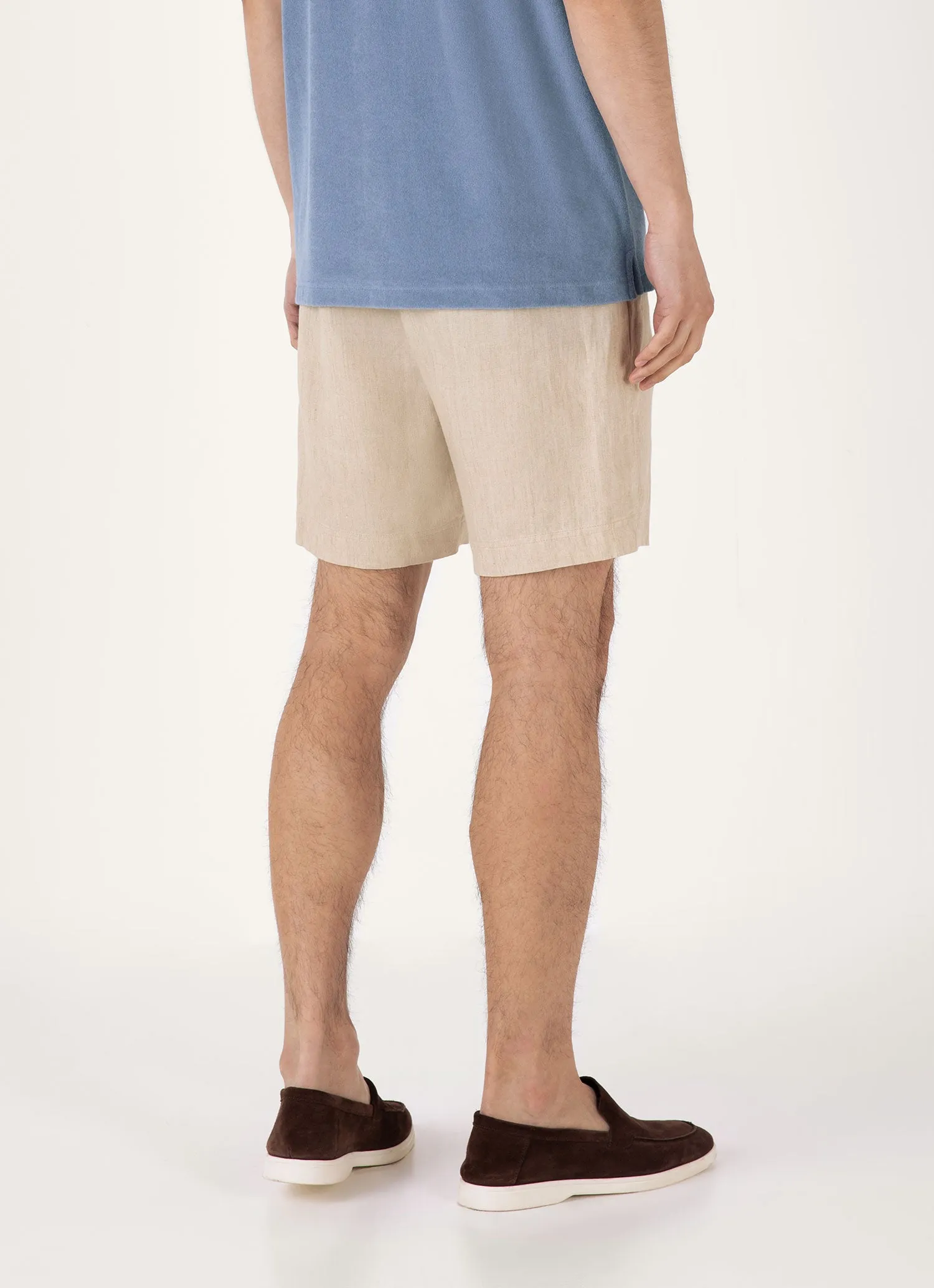 Quick Release Fasteners Coastal Style Men's Linen Drawstring Short in Light Sand