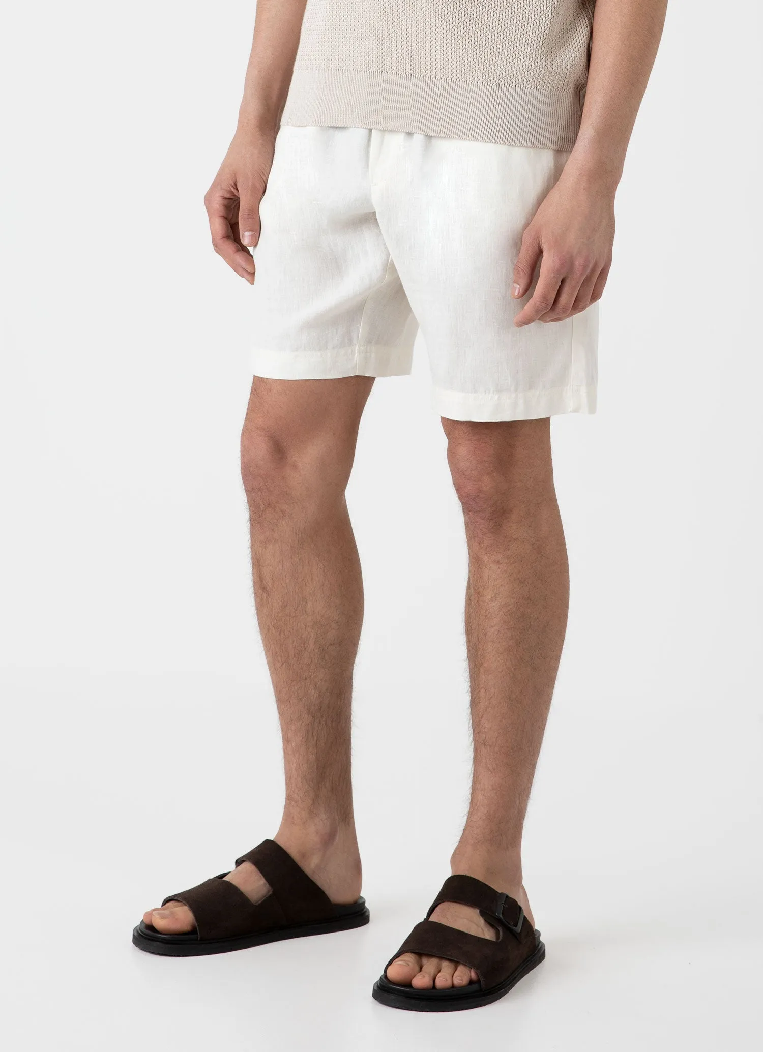 Men's Linen Drawstring Short in White sophisticated appearance