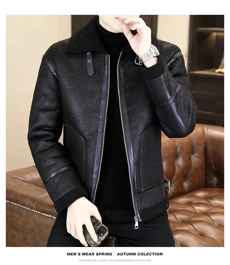 Men's New High Quality  Winter Men New Faux Lamb Fur Coats Men'S Korean Thick Warm Casual Jacket