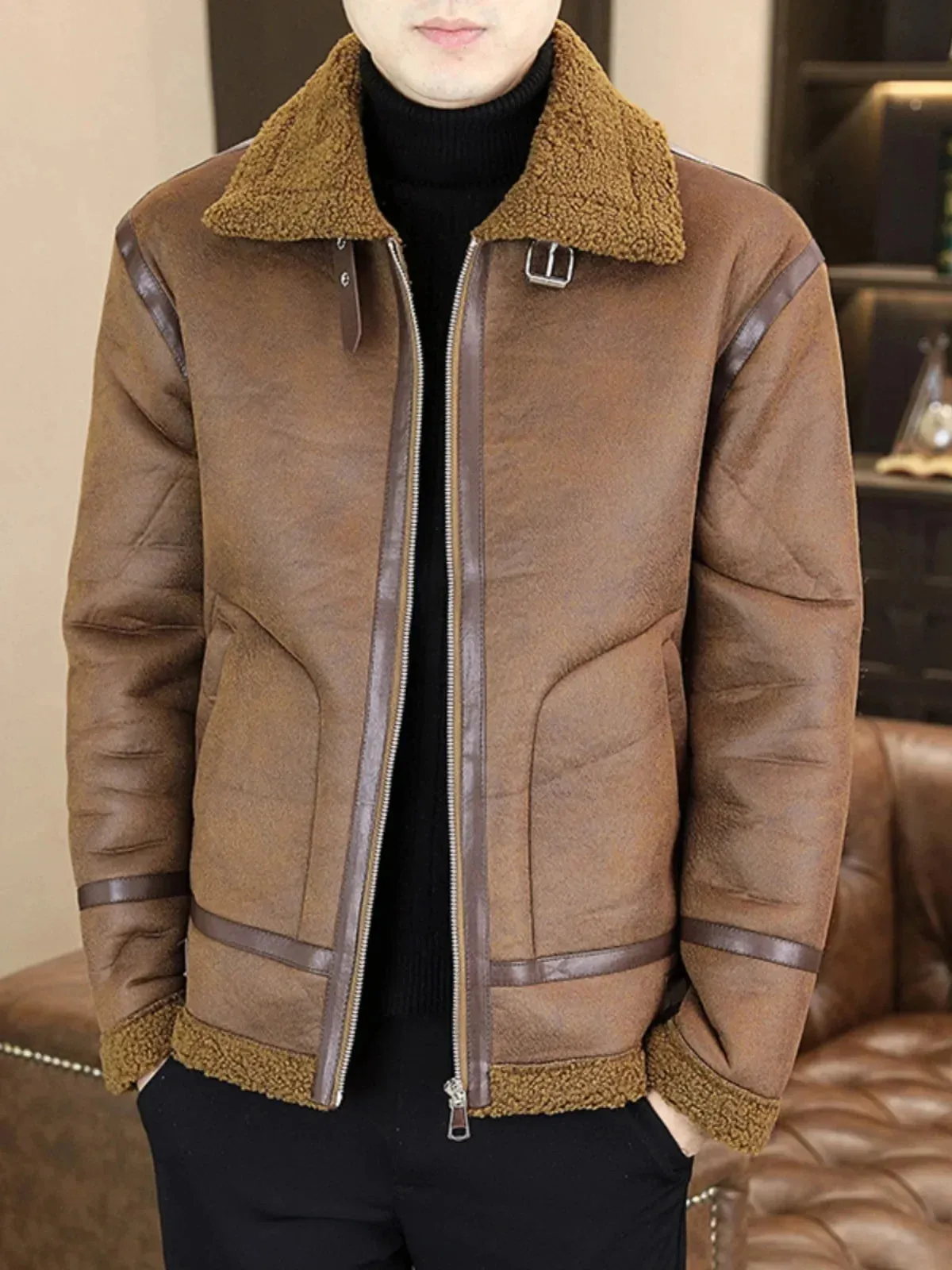 Men's New High Quality  Winter Men New Faux Lamb Fur Coats Men'S Korean Thick Warm Casual Jacket