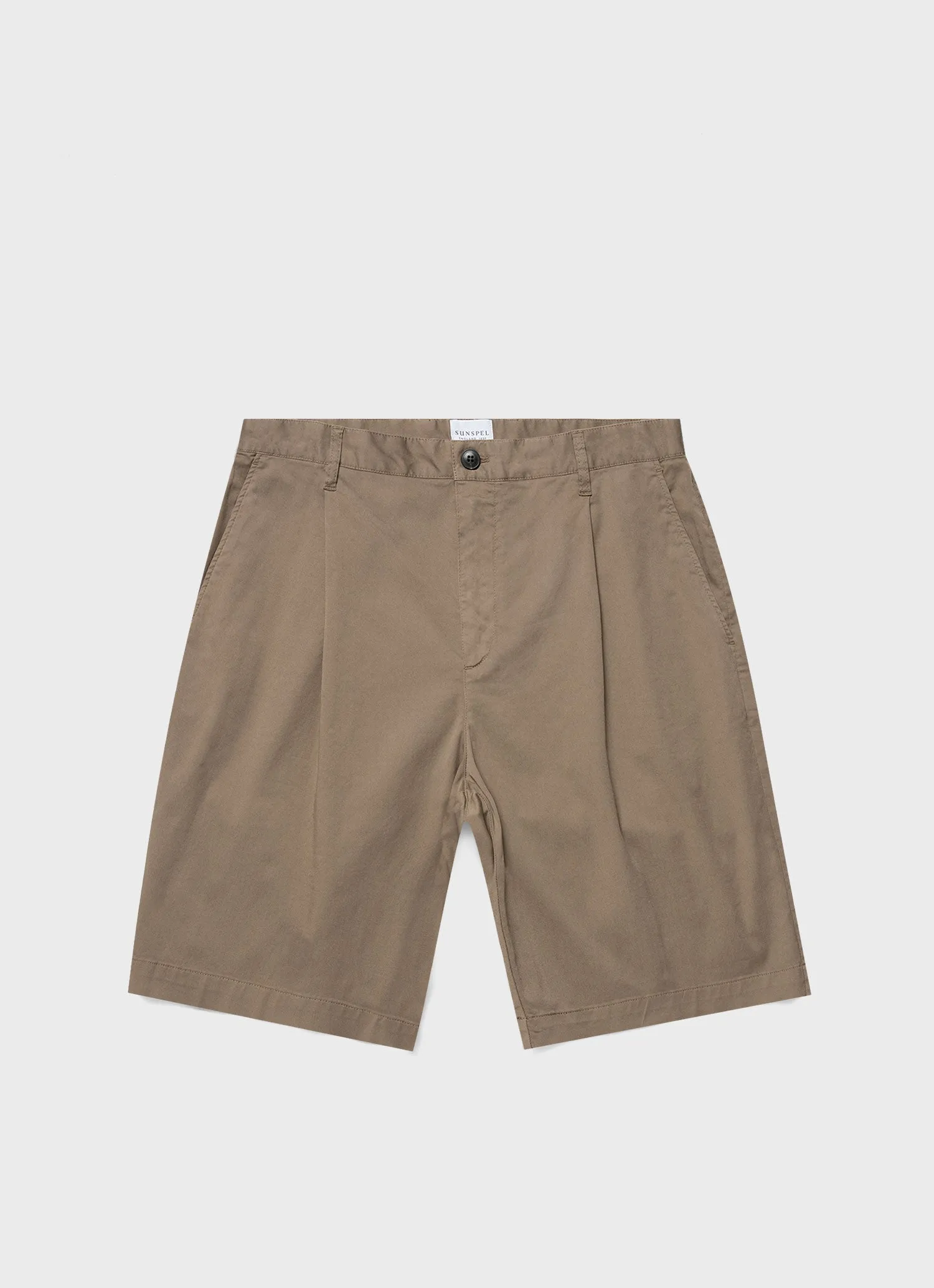 Men's Pleated Twill Short in Dark Stone present for her Beach Wear