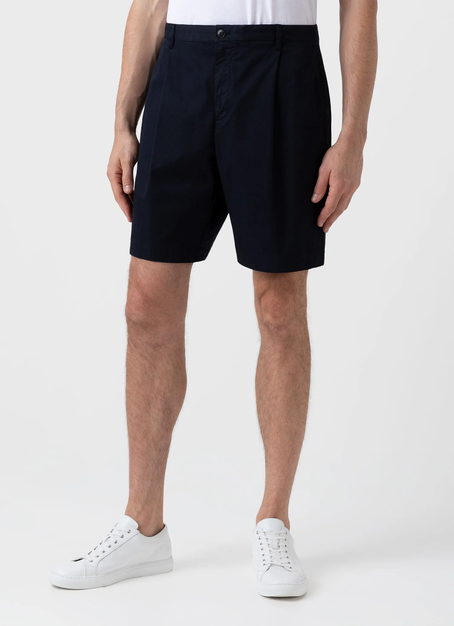 Sandals Minimal Stretch Men's Pleated Twill Short in Navy