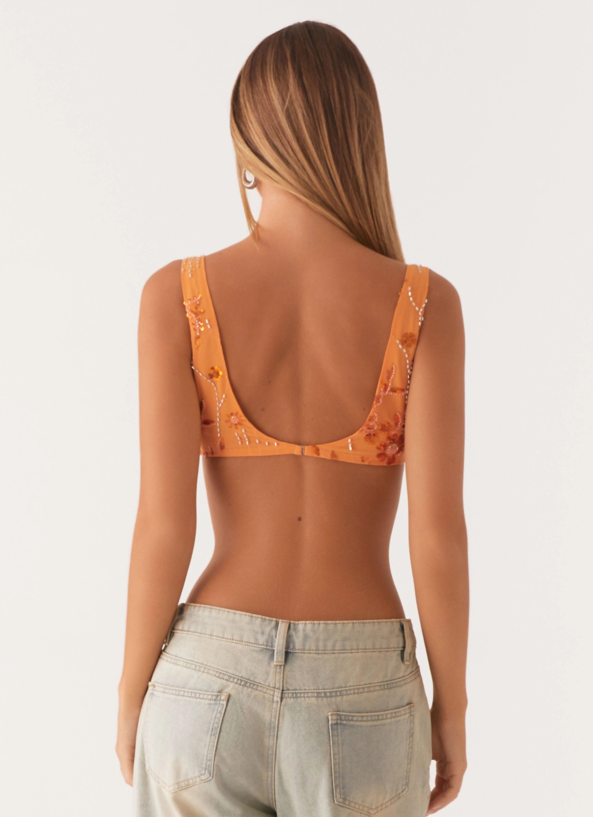 Mercer Sequin Bralette - Orange LightweightFabric