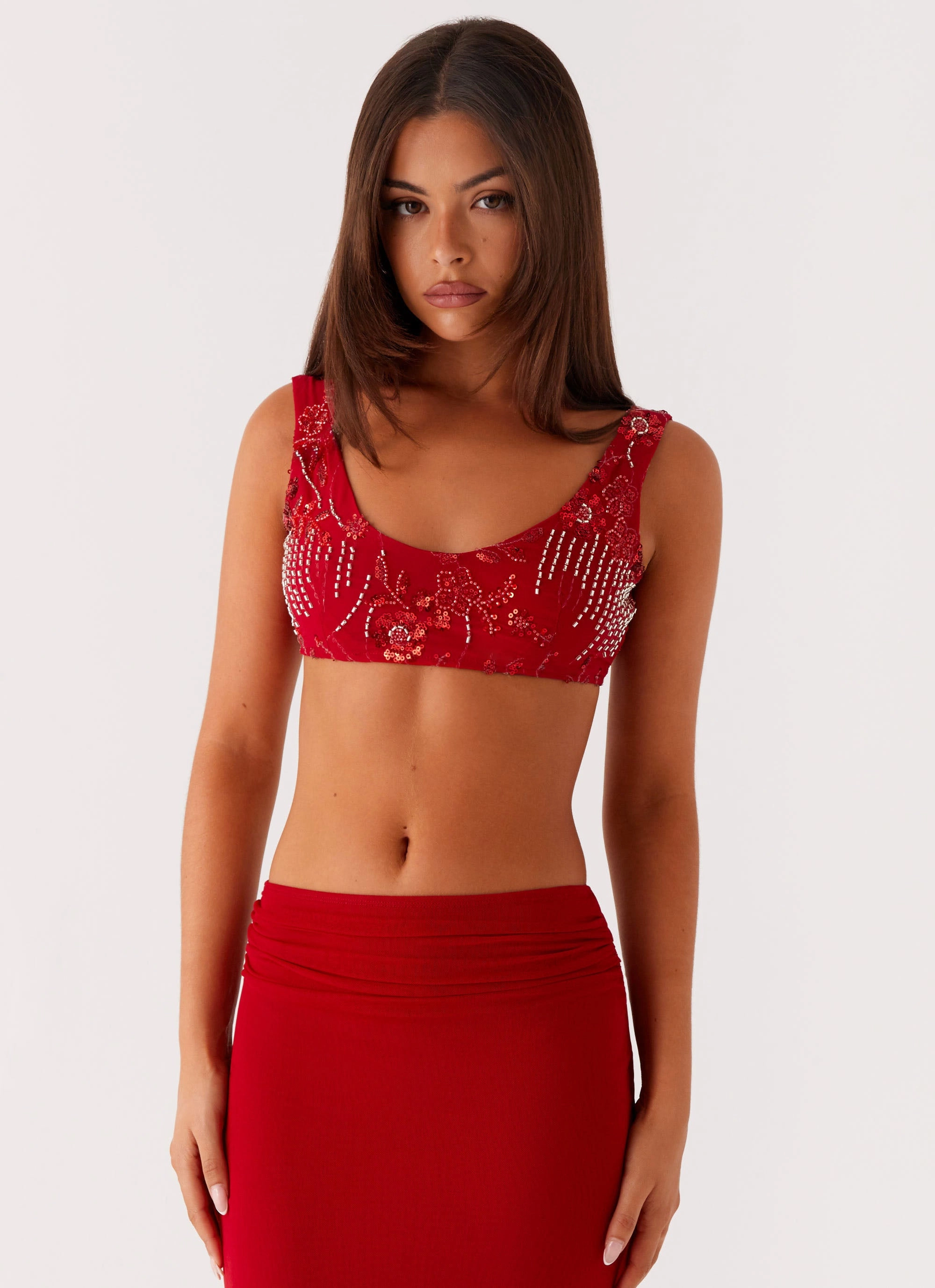 Soft Material Mercer Sequin Bralette - Red