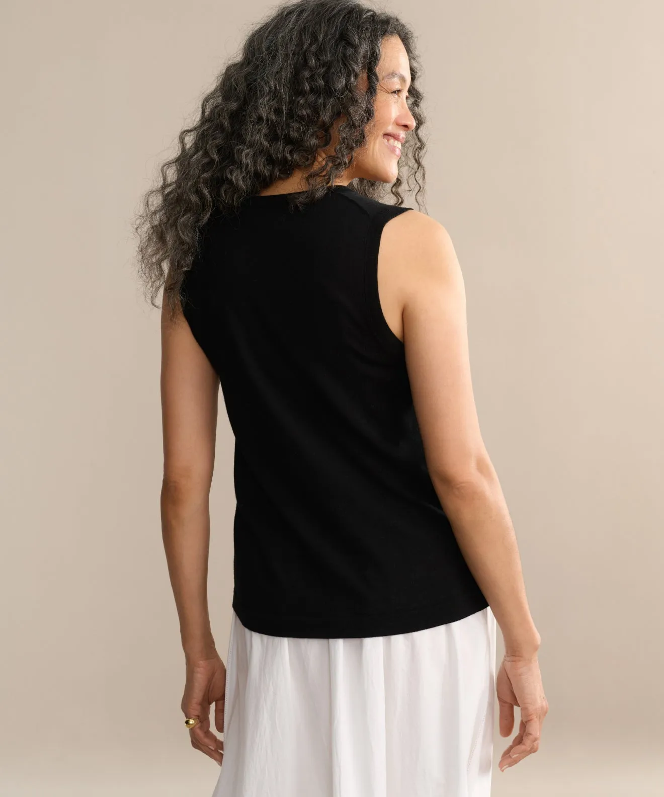 Merino Tank SnagFreeKnit Ribbed collar
