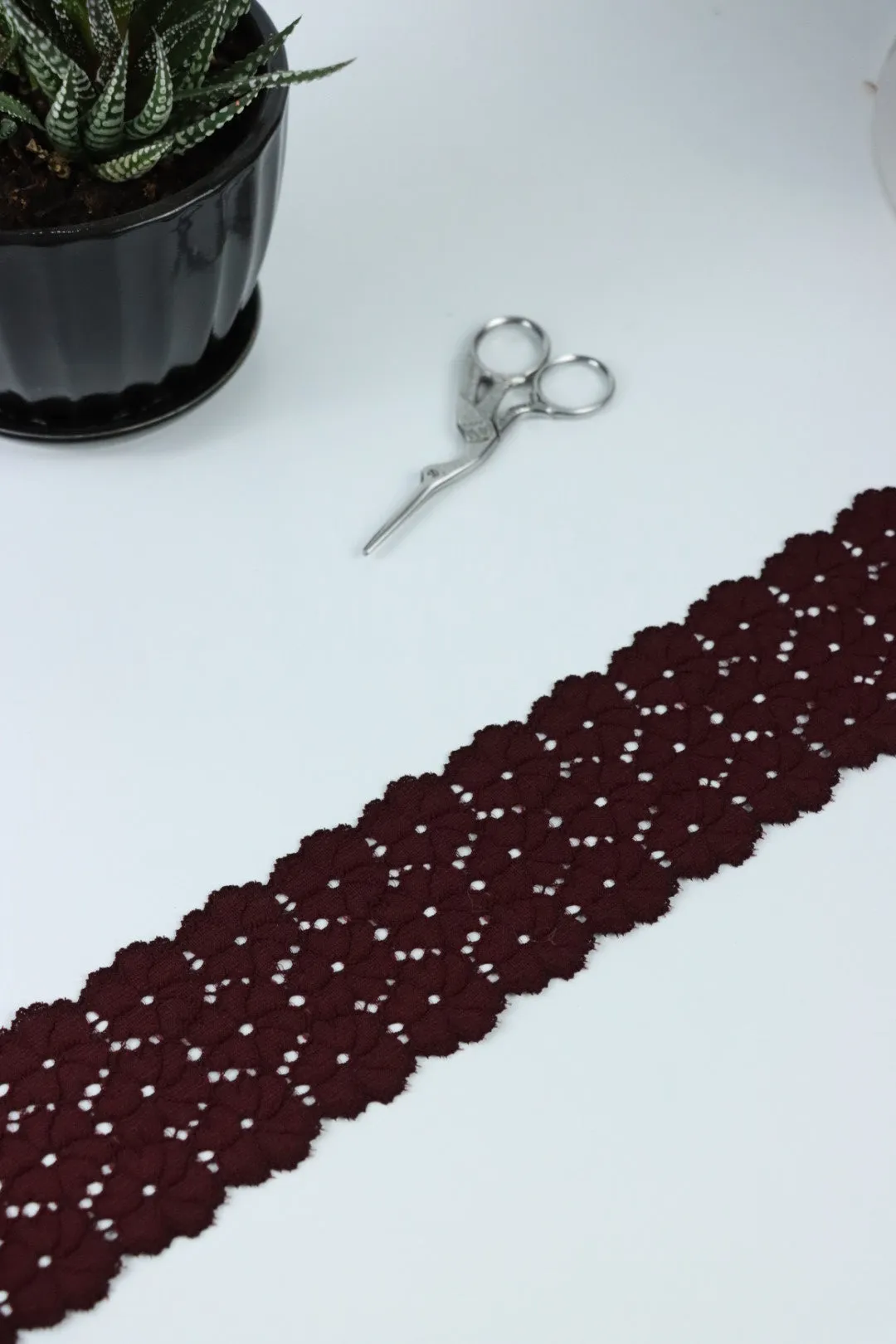 Merlot 2.5" Wide Stretch Lace
