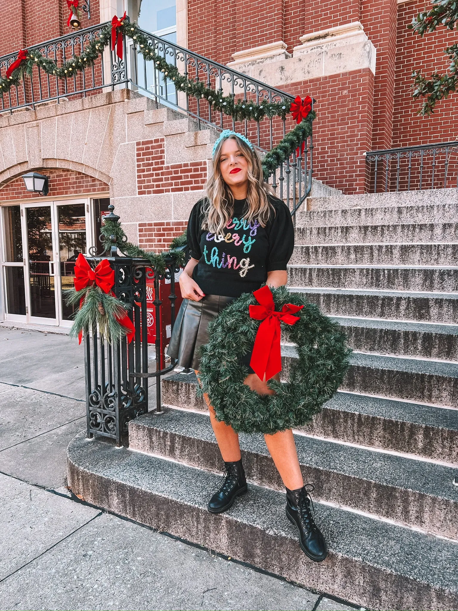 merry everything puff sleeve sweater - black
